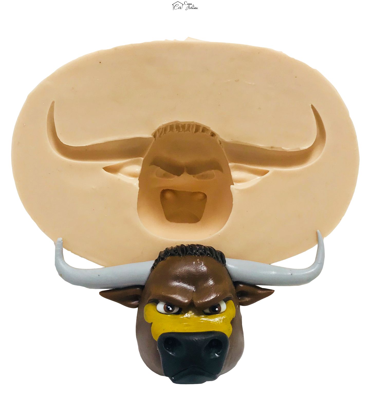 Molde de silicone - Touro Ferdinando - Rosto Valente - Grande - P408