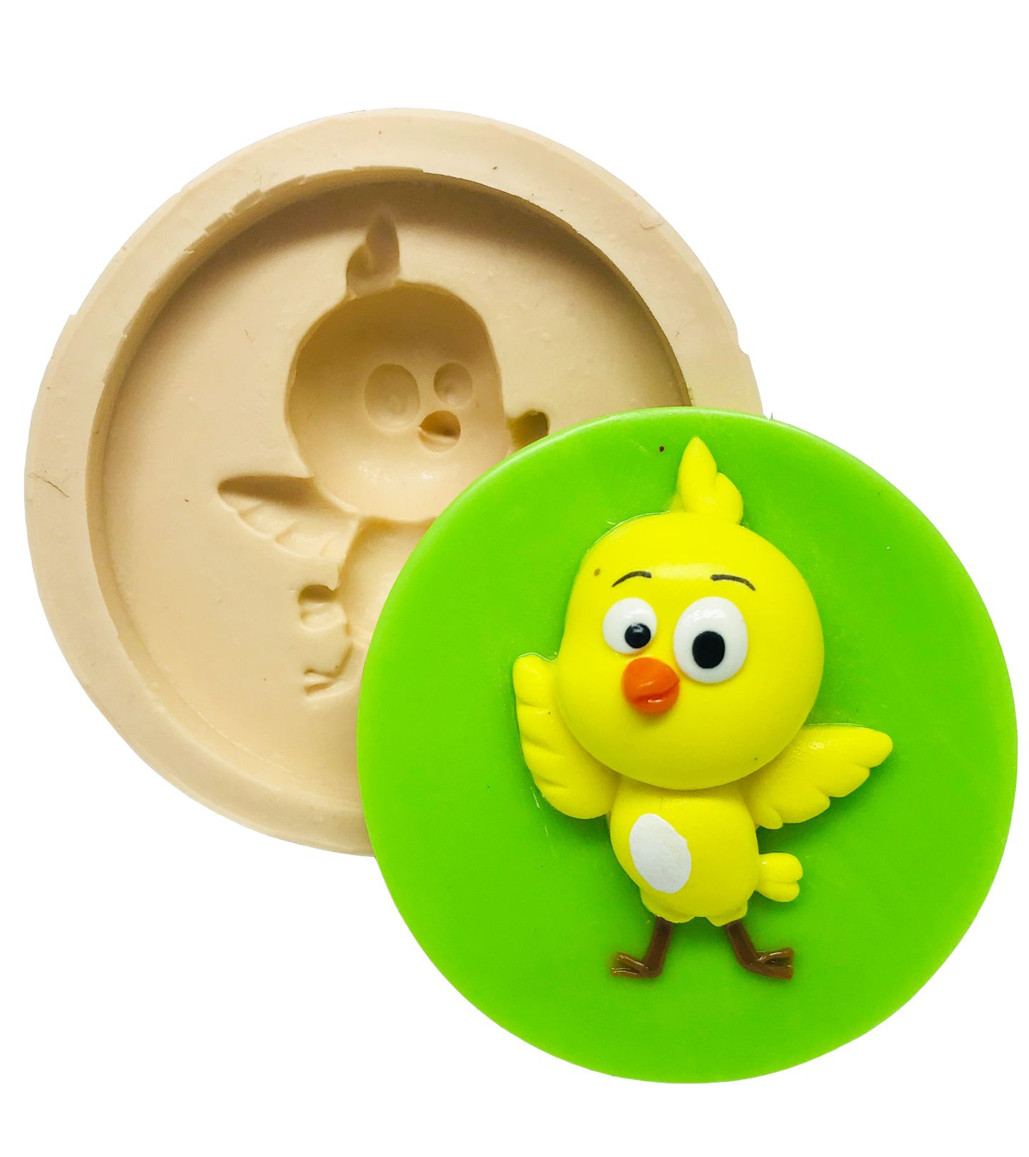 Molde de silicone - Galinha Pintadinha com Base - Pintinho Amarelo Grande - P503