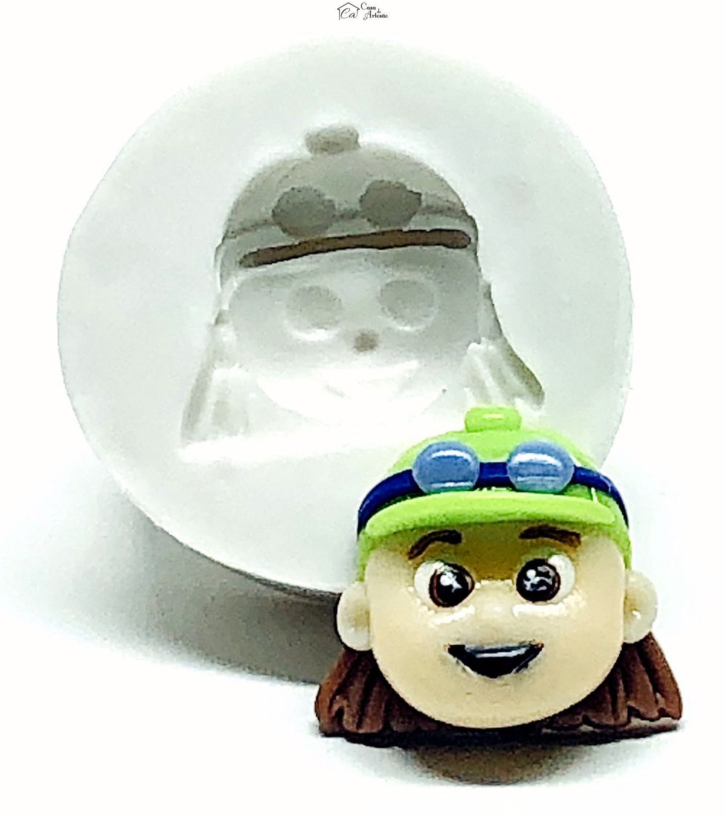 Molde de silicone - Os Aventureiros - Rosto Aventureiro Verde - Pequeno - P962