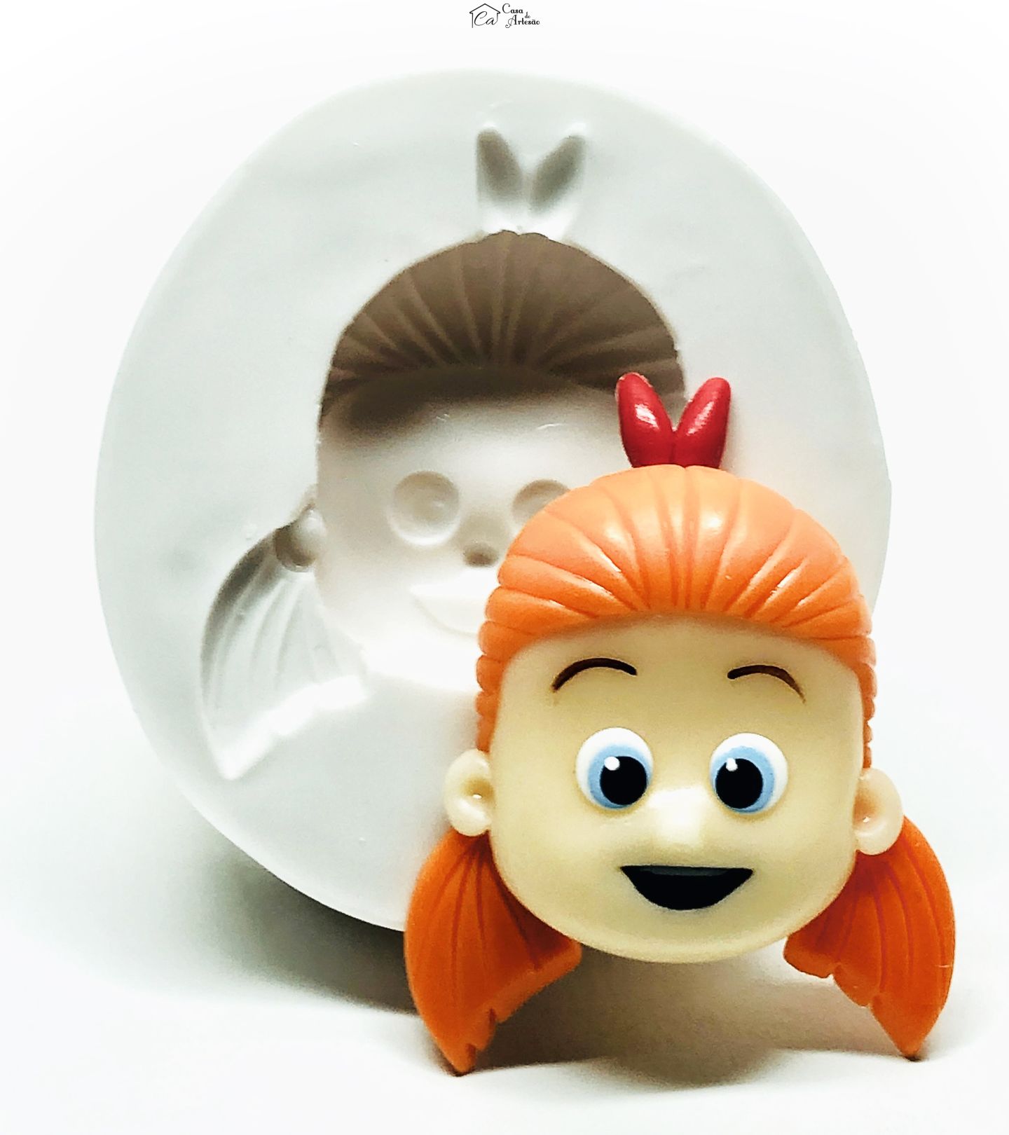 Molde de silicone - Os Aventureiros - Rosto Aventureira Laranja - Grande - P997