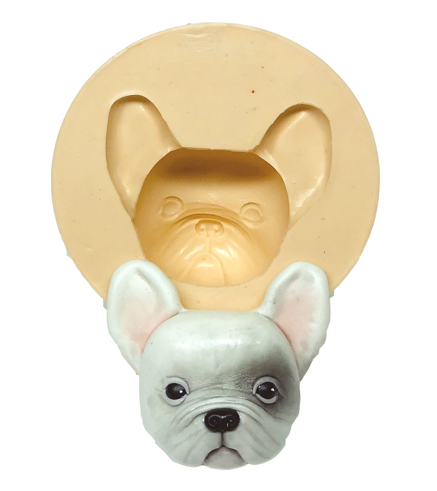 Molde de silicone - Cachorro - Rosto Buldog Francês - Grande - P625