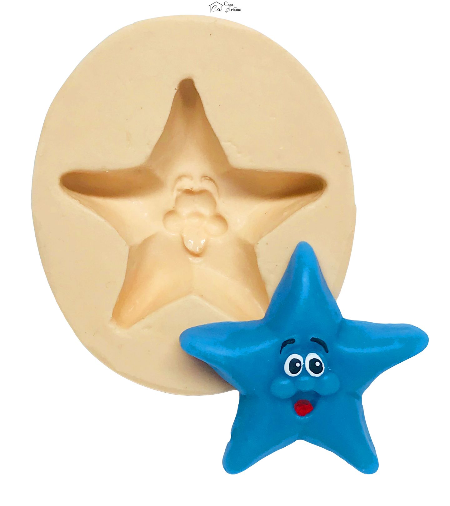 Molde de silicone - Estrela com Rosto - Média - P552