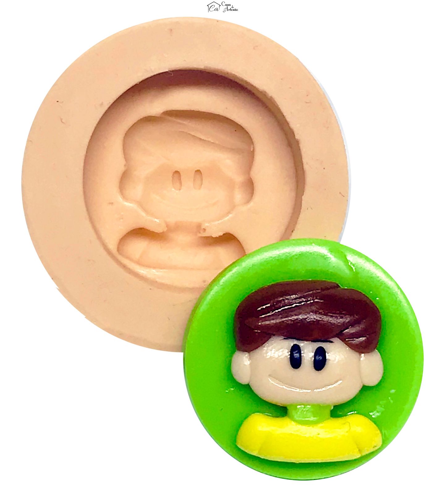 Molde de silicone - Galinha Pintadinha com Base - Rosto Menino - Pequeno -  P509