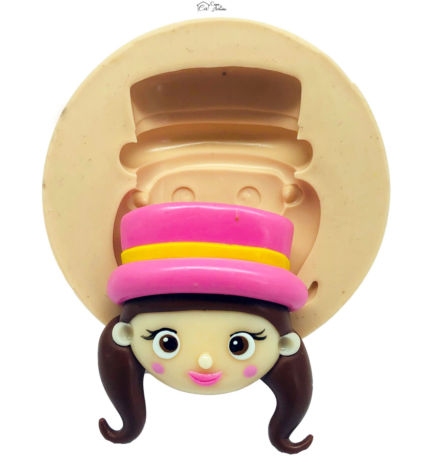 Molde de silicone - Circo Rosa - Rosto Domadora - Grande - P823