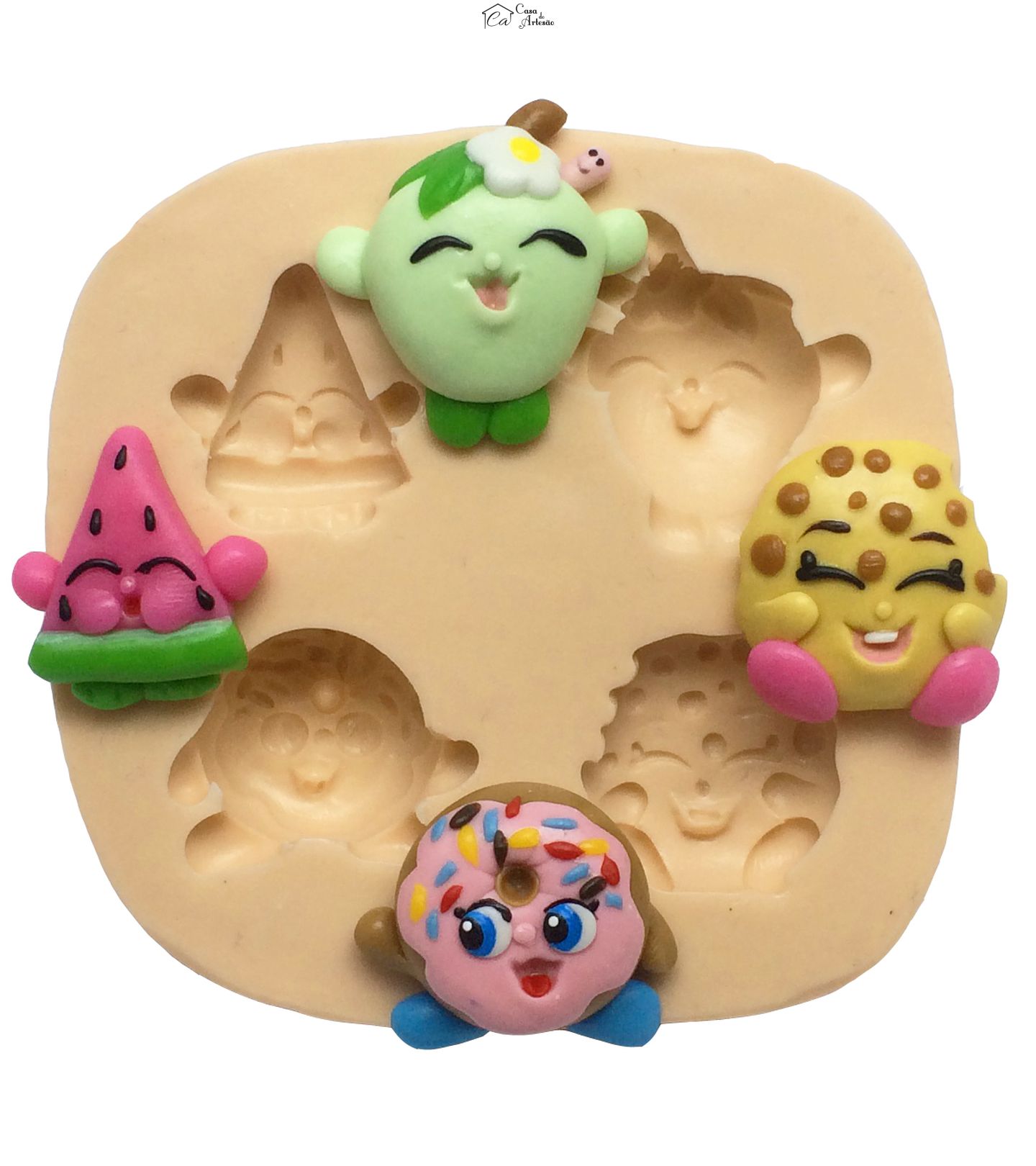 Molde de silicone - Shopkins - Melan Silvia; Biscoi Tinho, - P241