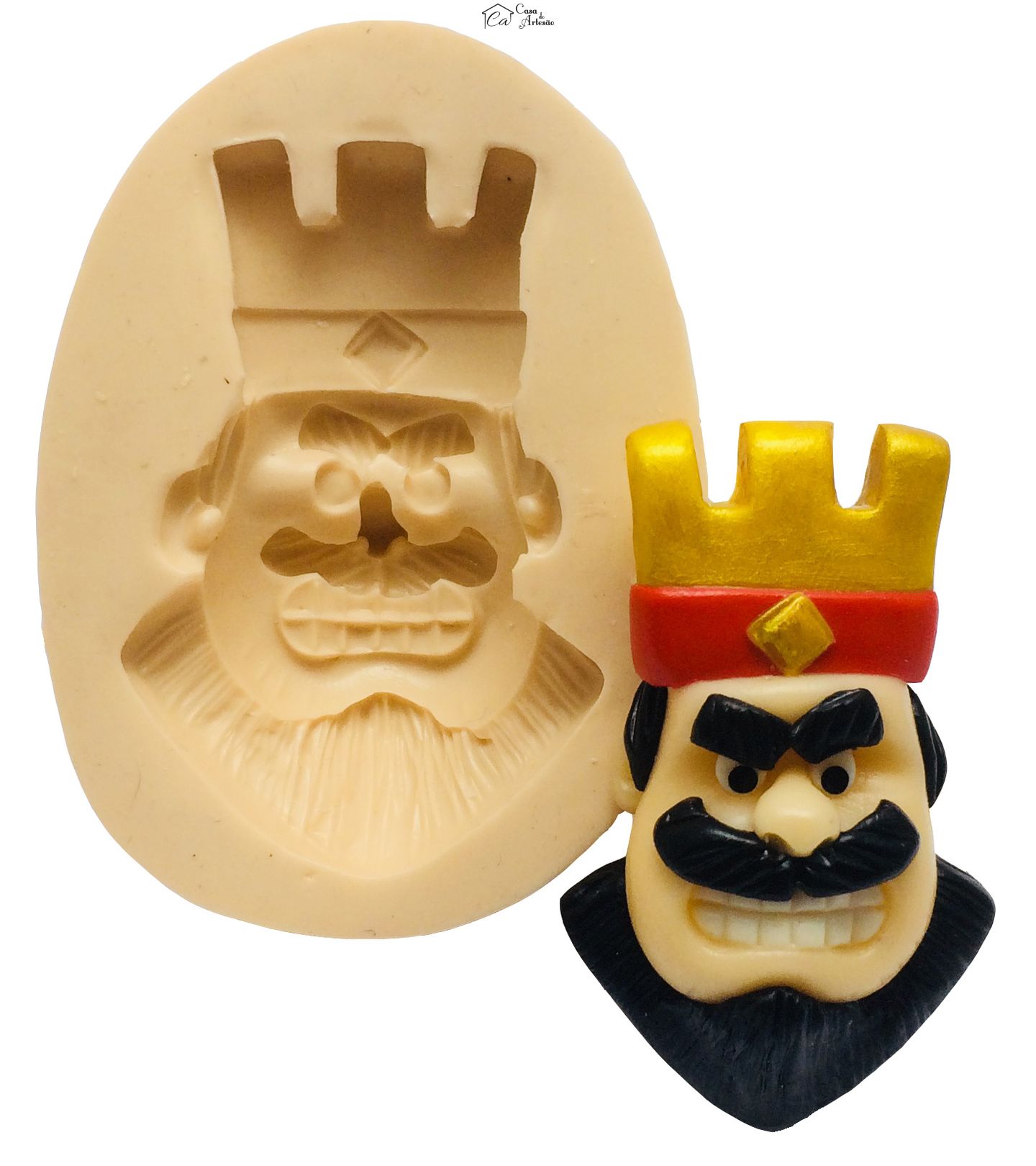 Molde de silicone - Clash Royale - Rosto Rei - Mod.01 - Grande - P205