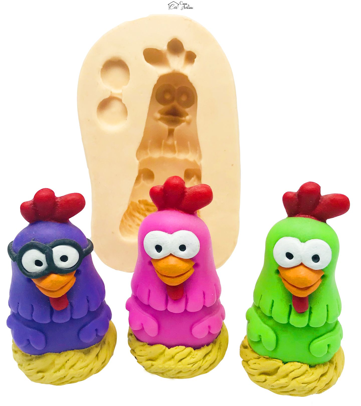 Molde de silicone - Galinha Pintadinha - Galinhas Cantoras - P126