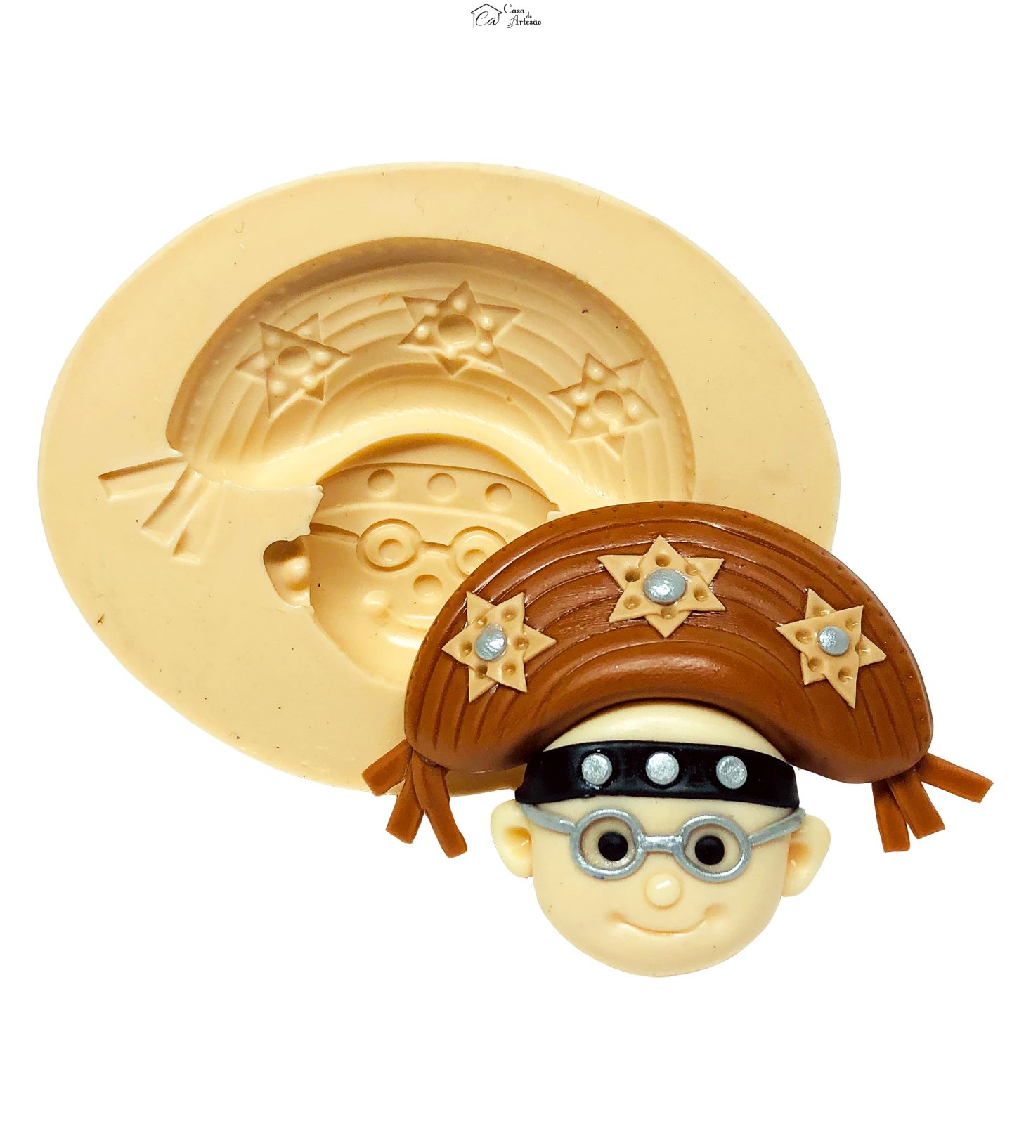 Molde de silicone - Tradições Nordestinas - Rosto Cangaceiro - Gd - P666