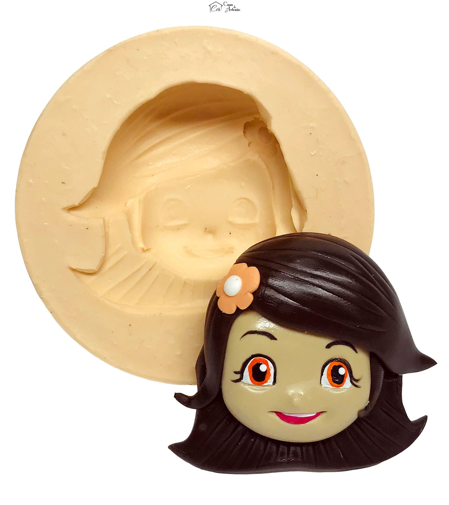 Molde de silicone - Moranguinho - Rosto Laranjinha - Grande - P518