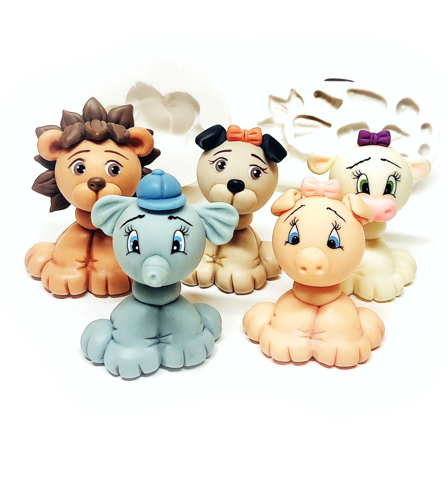 Molde de silicone - Cachorro, Leao, Elefante, Porca, Vaca - P110/P660