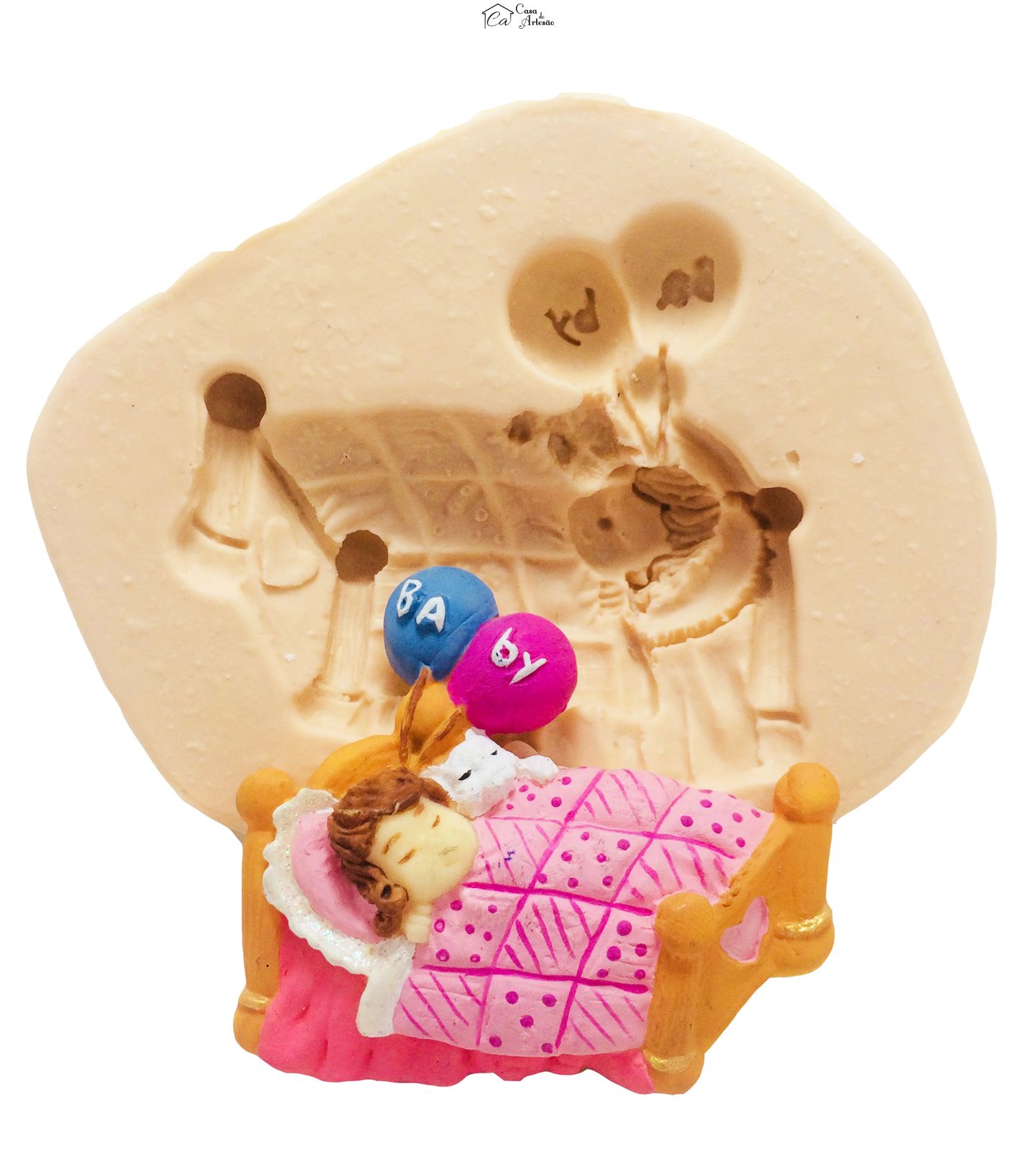 Molde de silicone - Menina Na Cama c/ Bexiga - P23