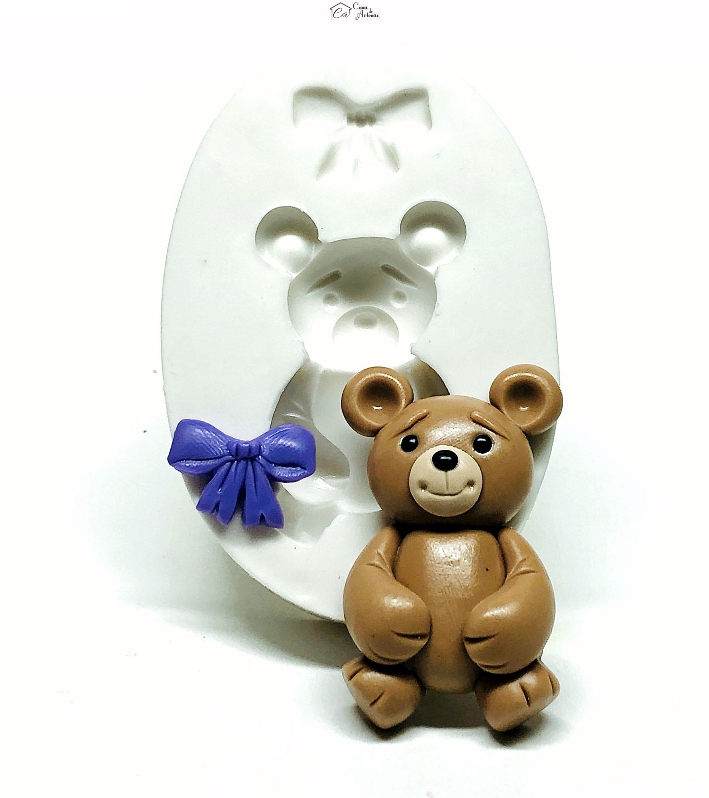 Molde de silicone - Urso com Laço - Grande - P954