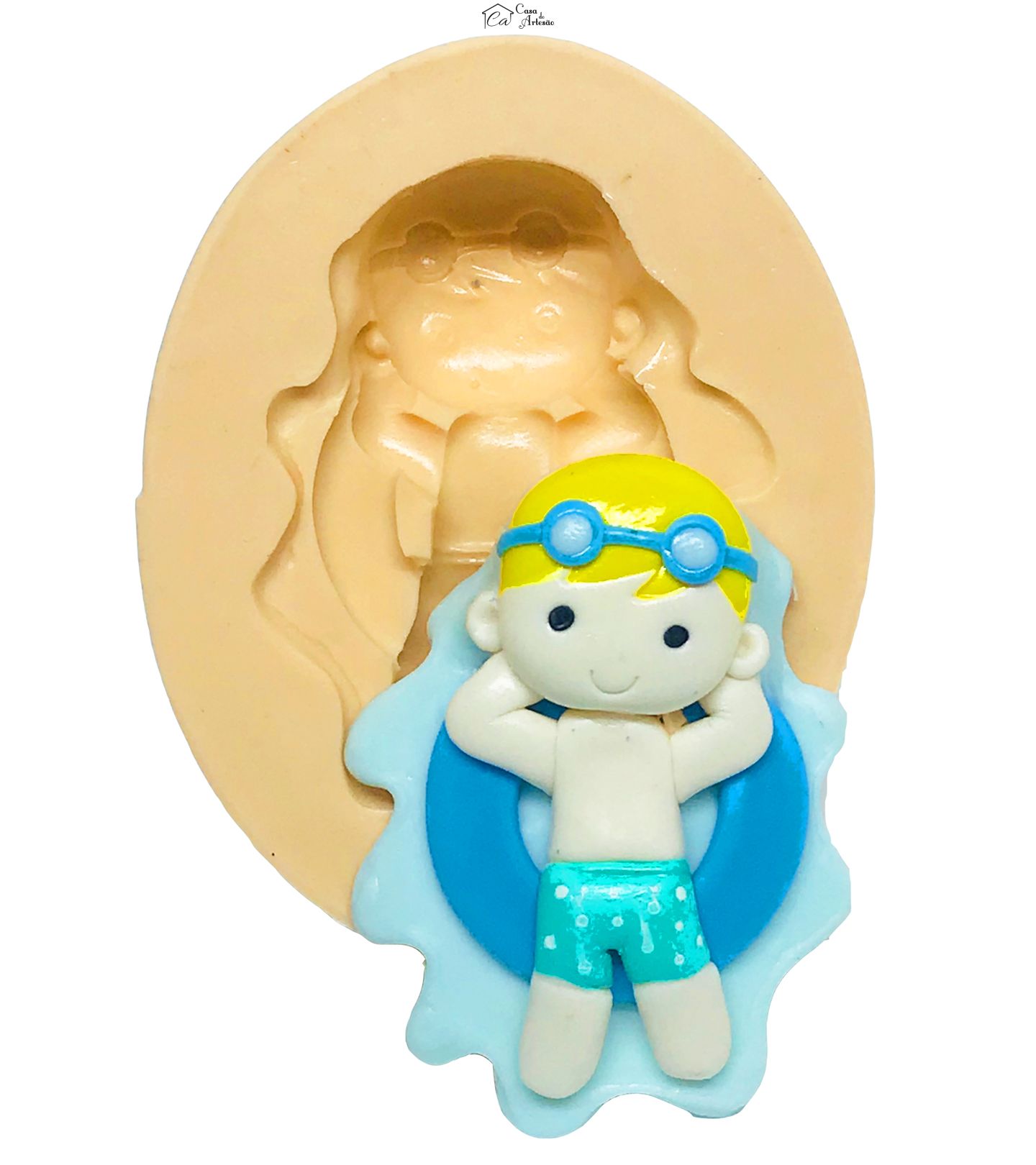 Molde de silicone - Pool Party - Menino na Boia - Medio - P606