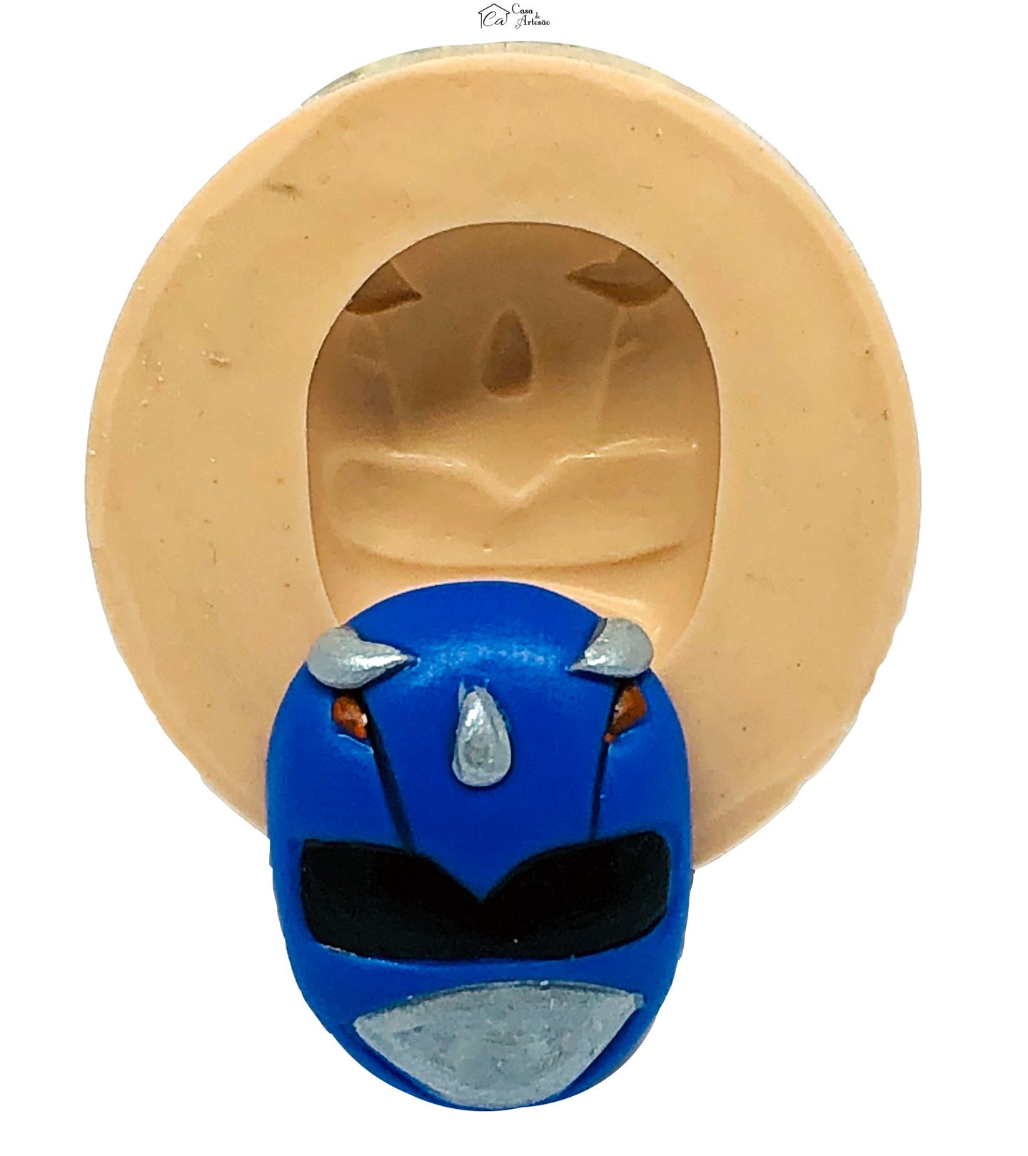 Molde de silicone - Power Ranger - Rosto Azul - Pequeno - P768