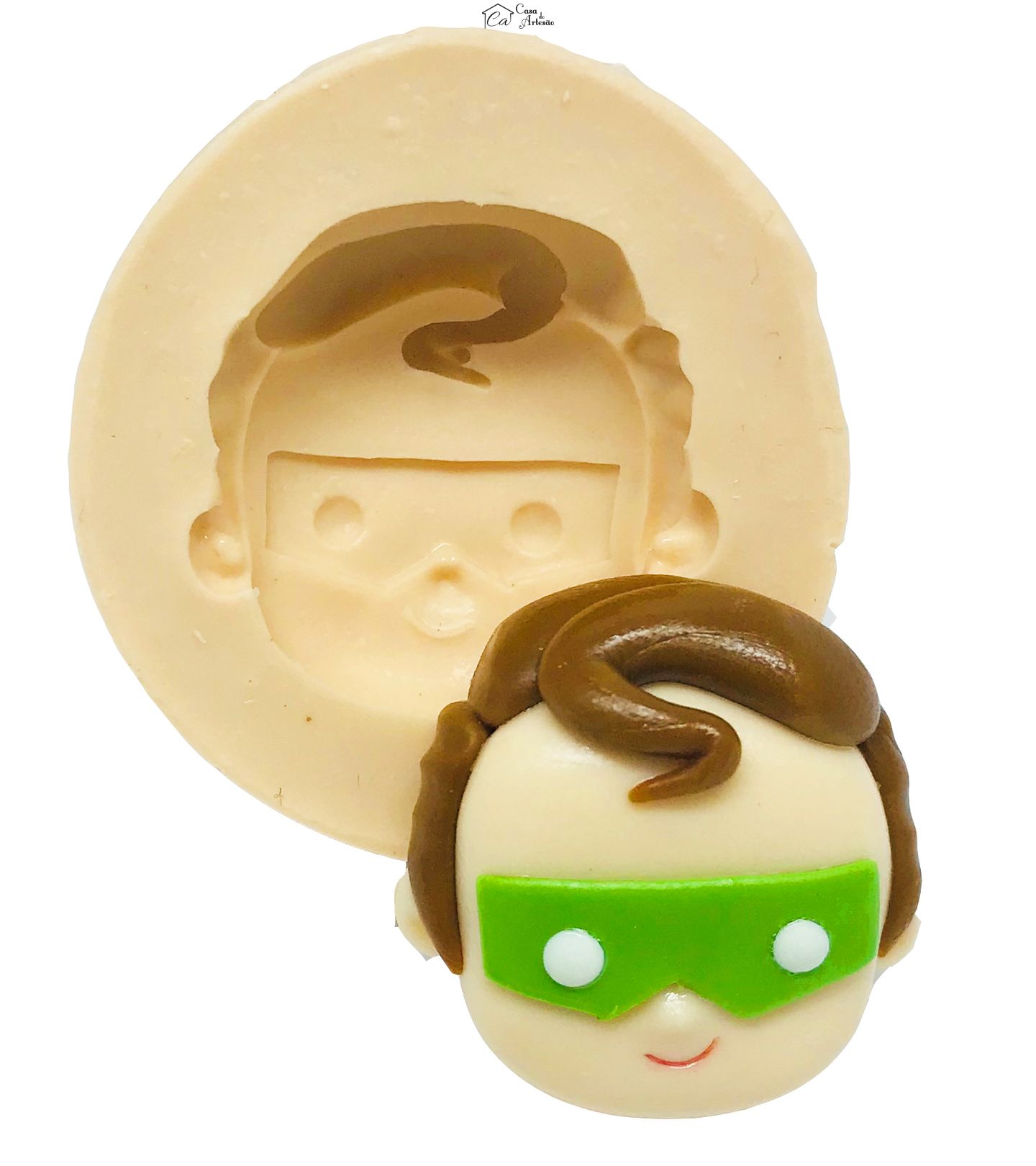 Molde de silicone - Liga da Justiça - Rosto Lanterna Verde Baby - Medio - P505