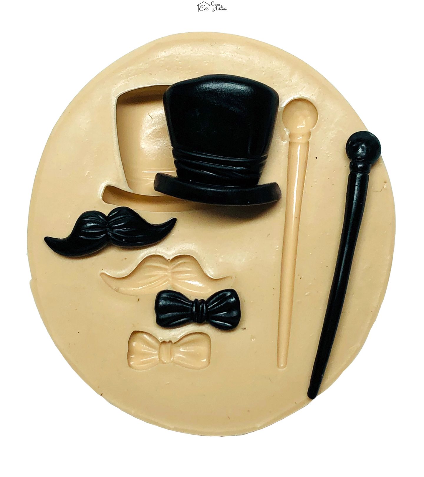 Molde de silicone - Cartola - Kit - Bigode, Laço, Bengala - Medio - P725