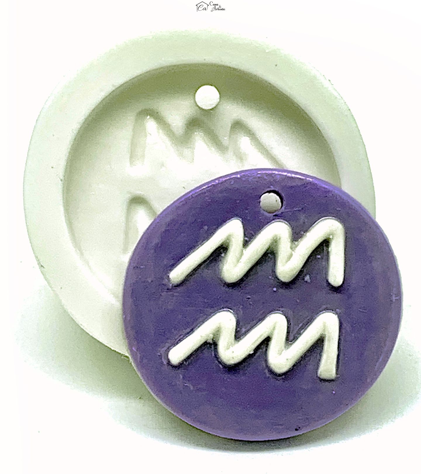 Molde de silicone - Horoscopo - Pingente - Aquario - Medio - P1146