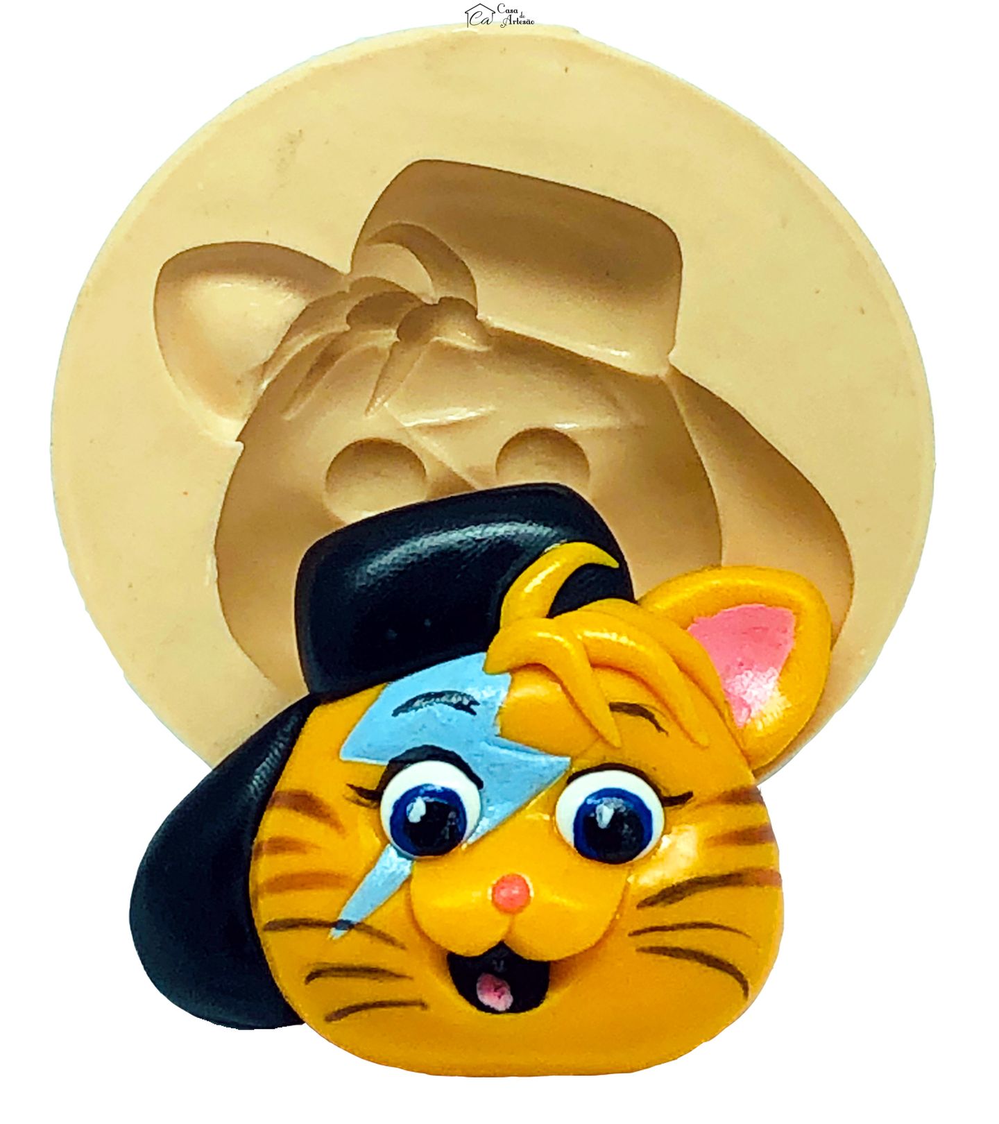 Molde de silicone - 44 Gatos - Rosto Lampo - Grande - P809