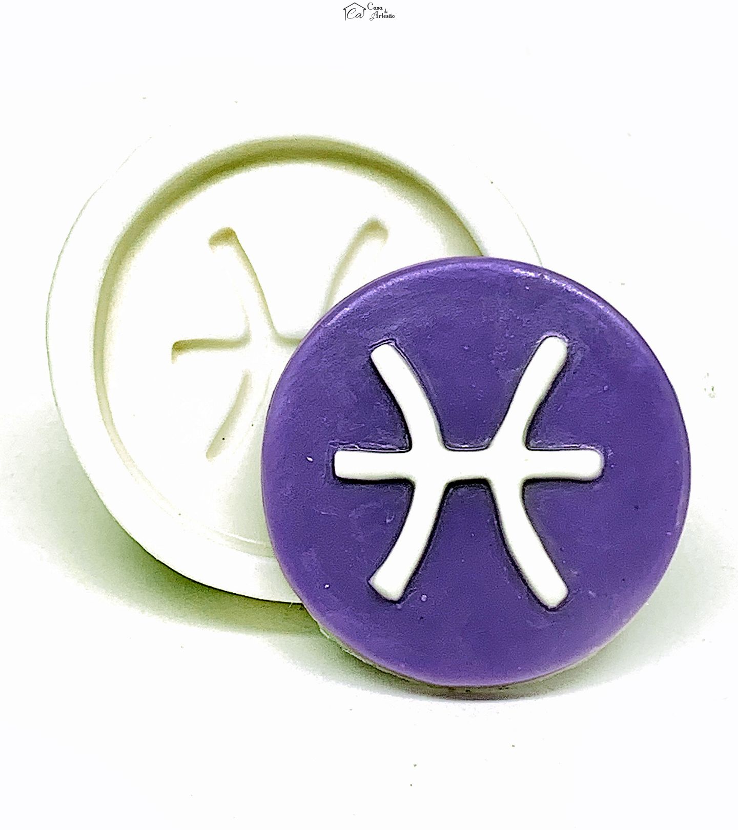 Molde de silicone - Horoscopo - Simbolo - Peixes - Grande - P1136