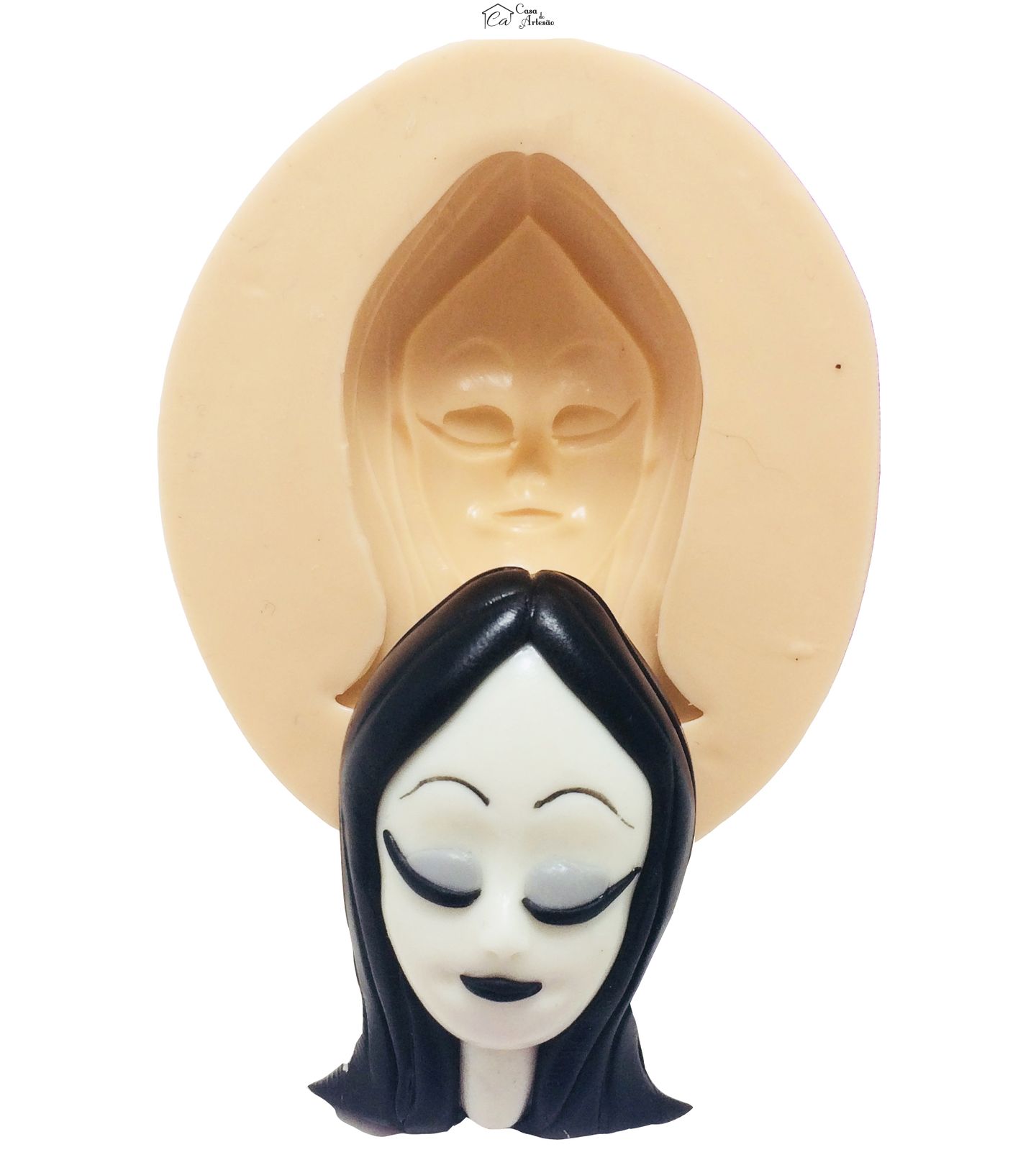 Molde de silicone - Familia Addams - Rosto Morticia - Pequeno - P399