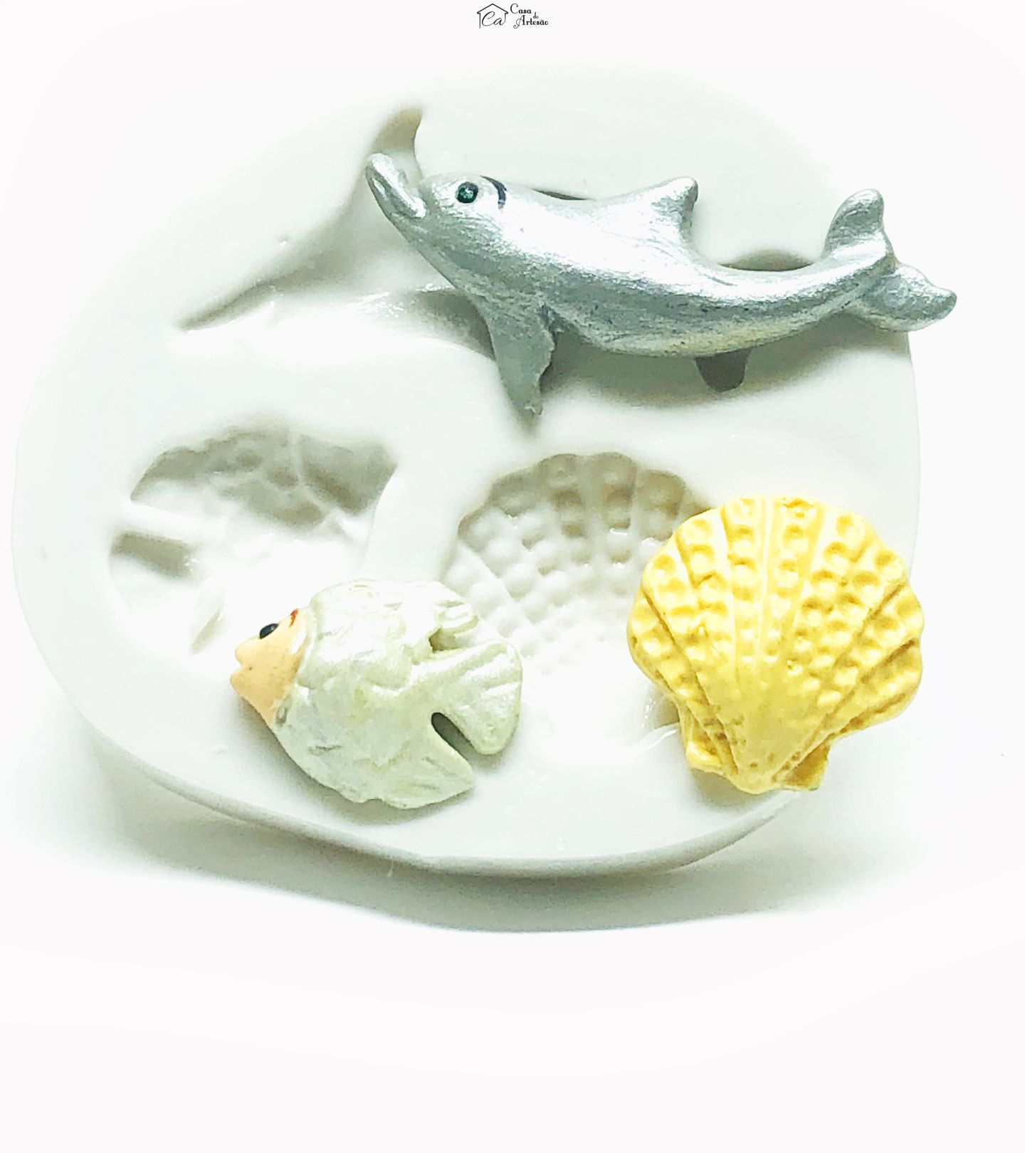 Molde de silicone - Golfinho, Peixe, Concha - P01/ P789
