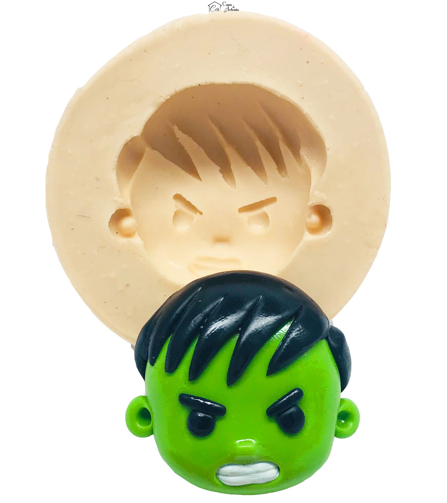 Molde de silicone - Os Vingadores - Fofinhos - Rosto Hulk - Medio - P488