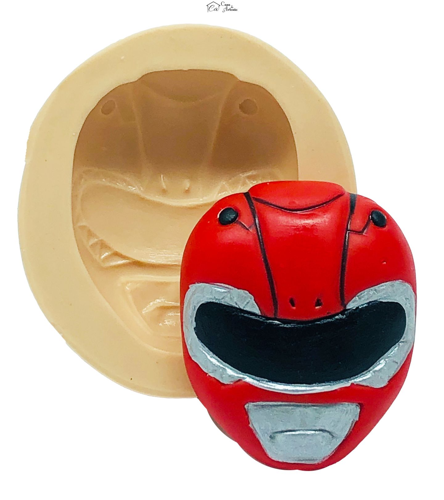 Molde de silicone - Power Ranger - Rosto Vermelho - Grande - P794