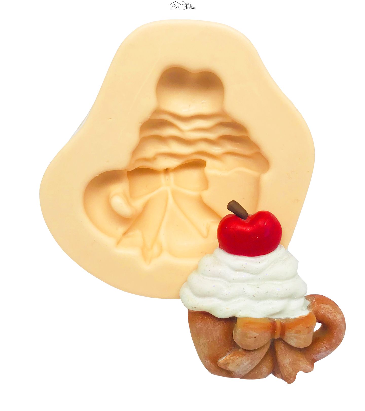 Molde de silicone - Bolo - Cupcakes - Xicara c/ Laço - P 119