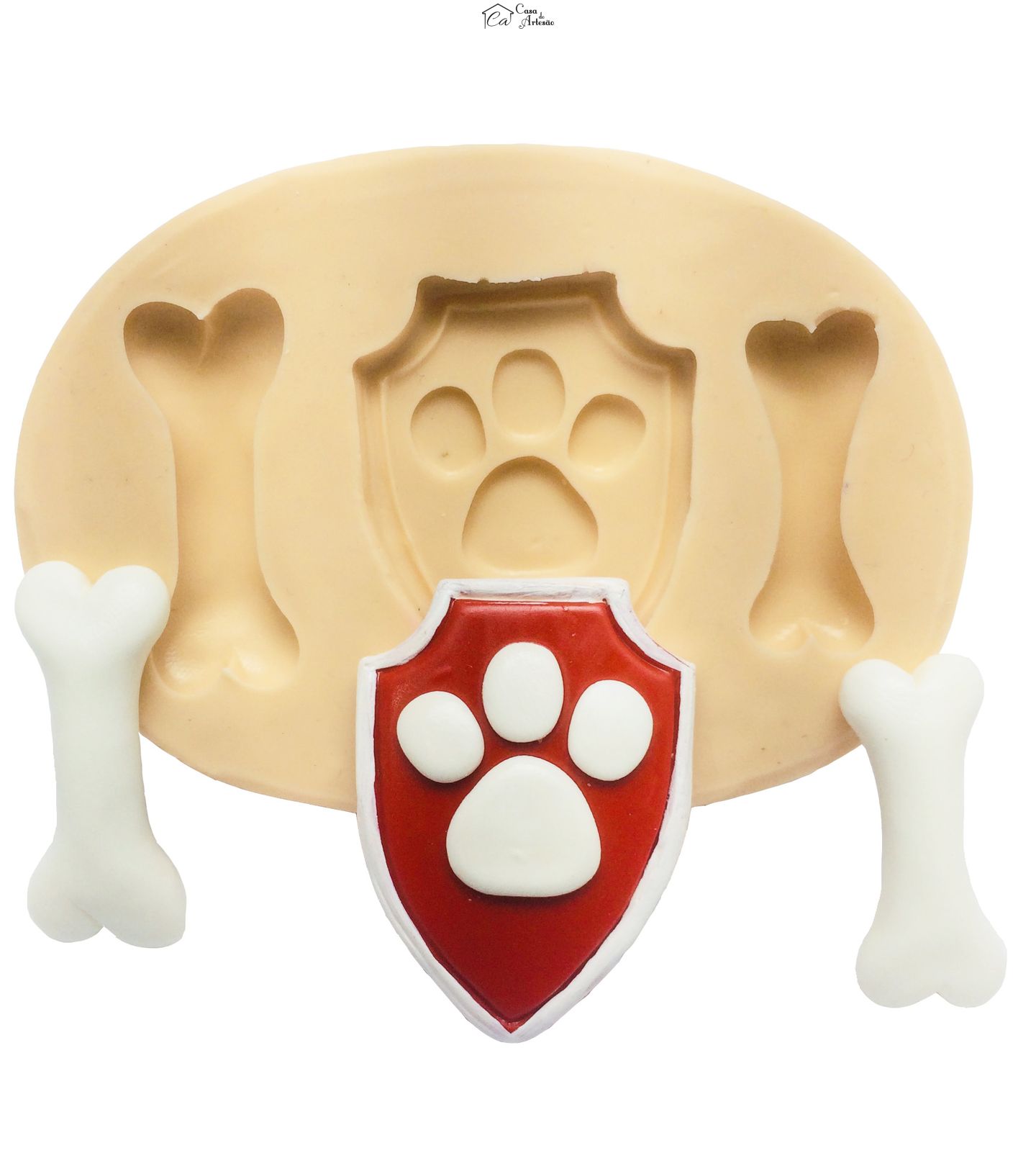 Molde de silicone - Patrulha Canina - Escudo e Osso - Medio -  P325