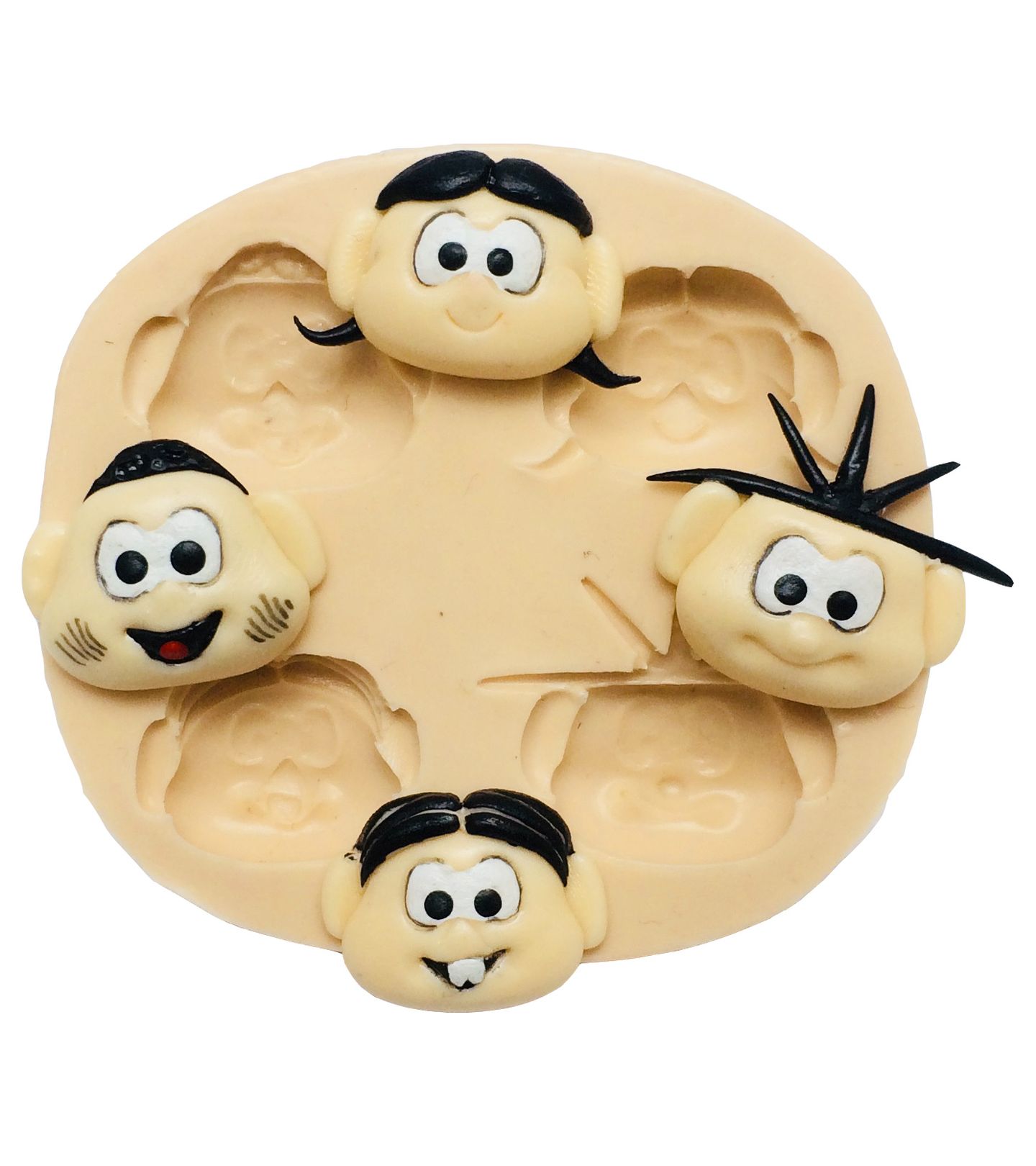 Molde de silicone - Rosto Menina Dentuça, Menina Gulosa; Menino Sujinho, Menino Cabelo Espetado - P174