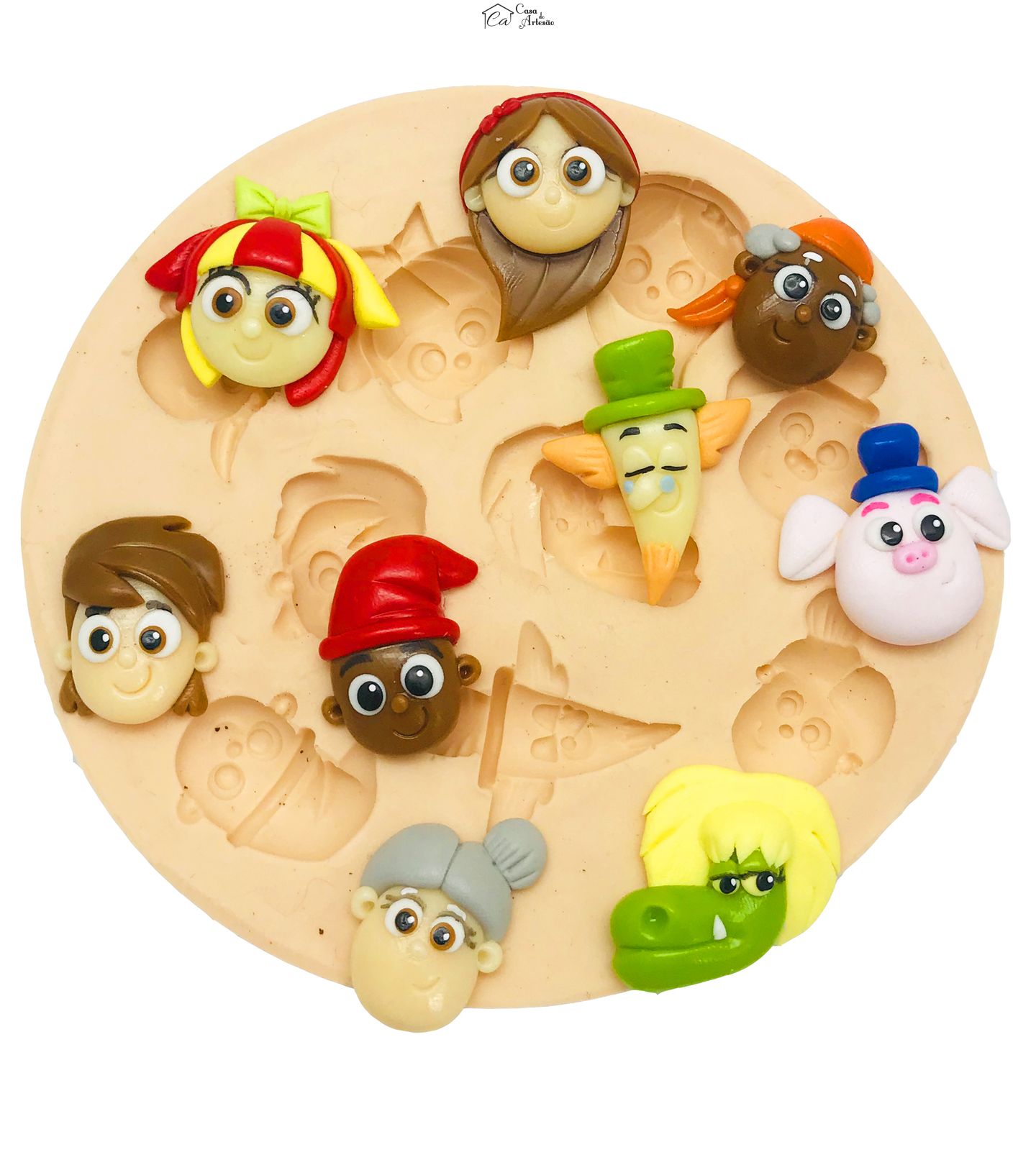 Molde de silicone - Sitio do Pica Pau Amarelo - Rosto Persnonagens - Pequeno - P478