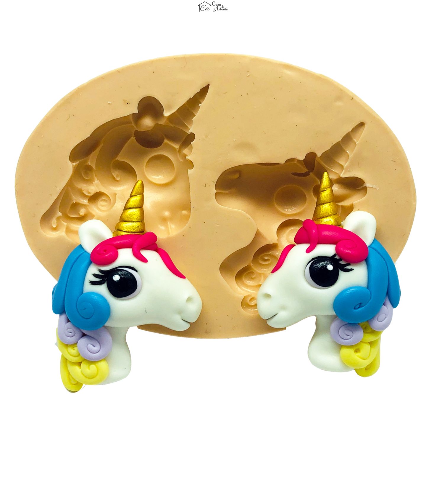 Molde de silicone - Unicornio - Rosto Grande - Duplo - P859