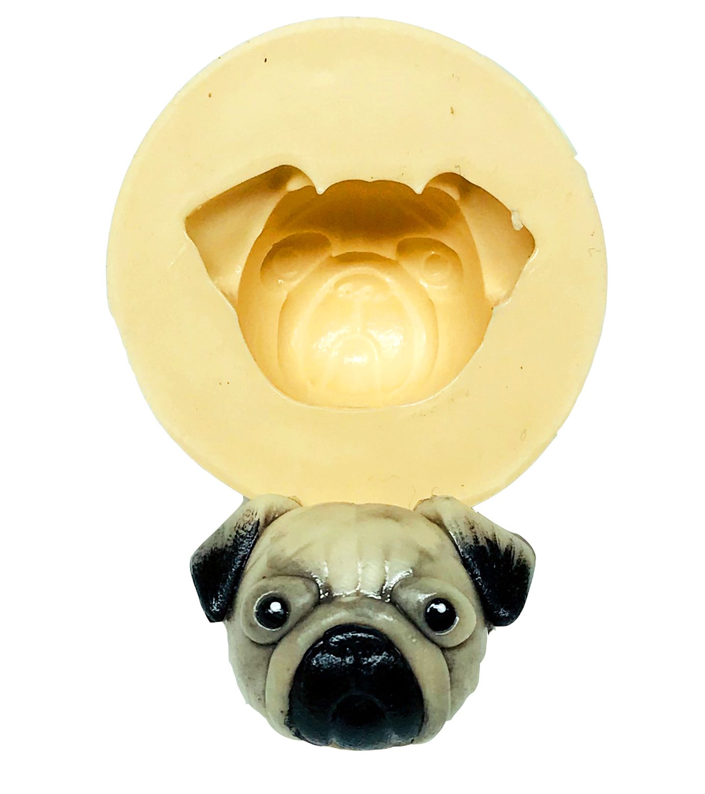Molde de silicone - Cachorro - Rosto Pug - Medio - P627