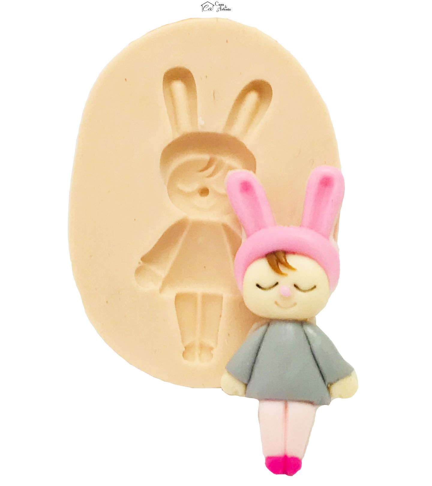 Molde de silicone - Me too Doll - Angela Coelha Cinza - Pequena - P444