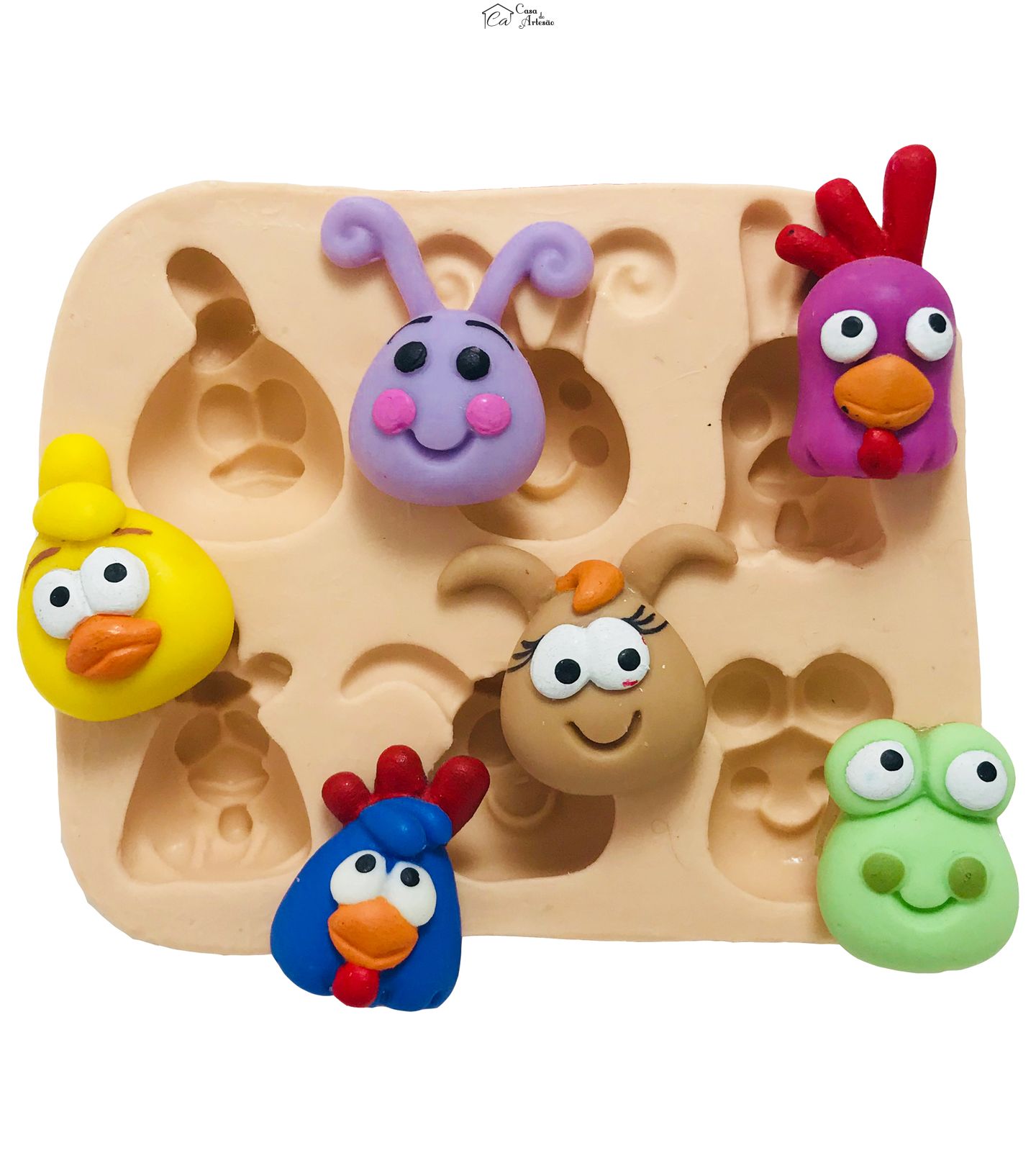 Molde de silicone - Galinha Pintadinha - Rostos - P134