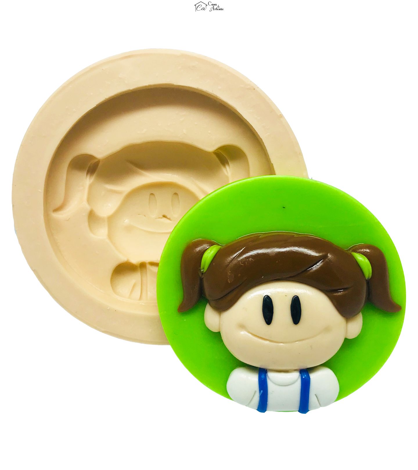 Molde de silicone - Galinha Pintadinha com Base - Rosto Mariana - Grande -  P501