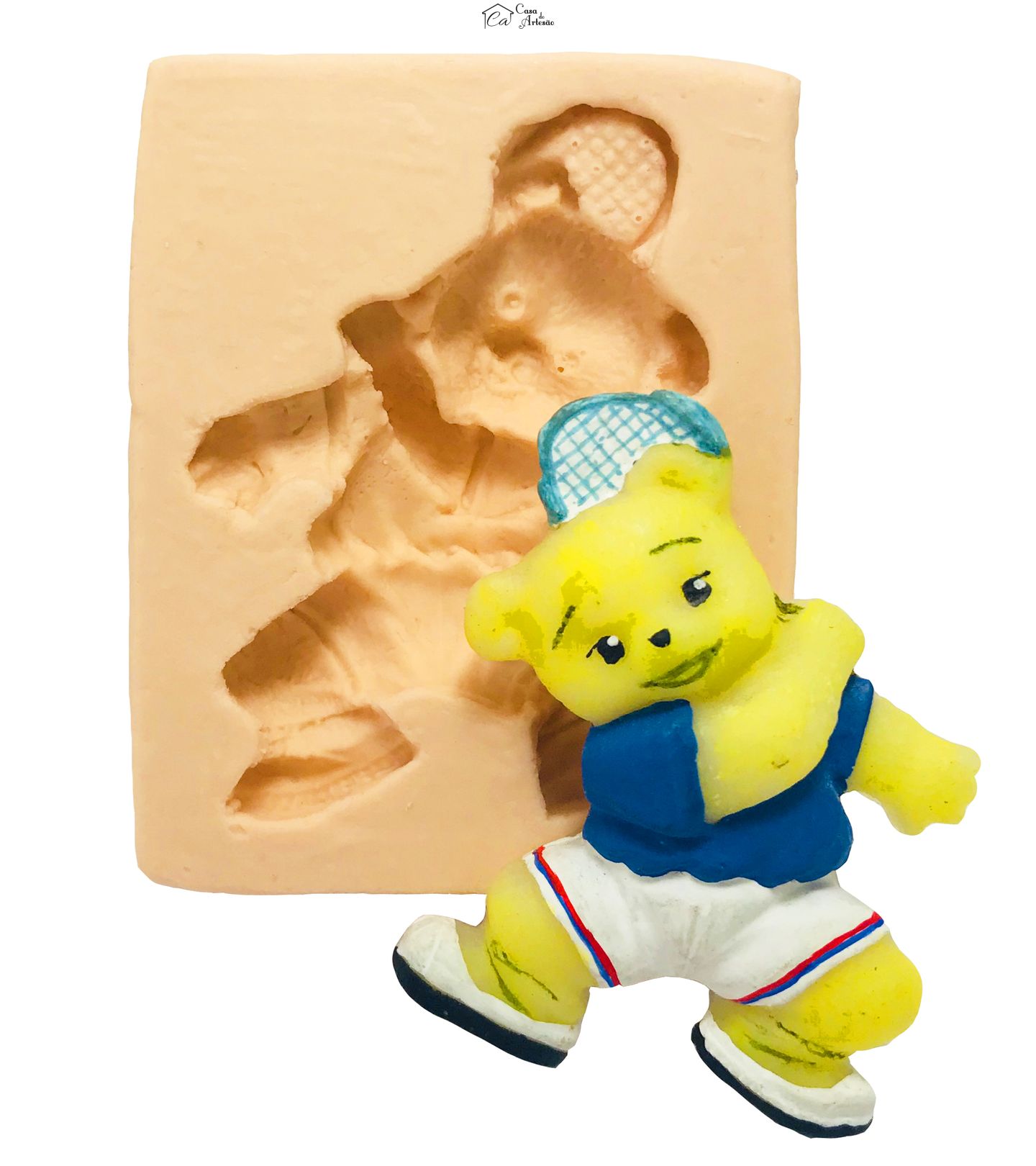 Molde de silicone - Urso Jogando Tenis - P152