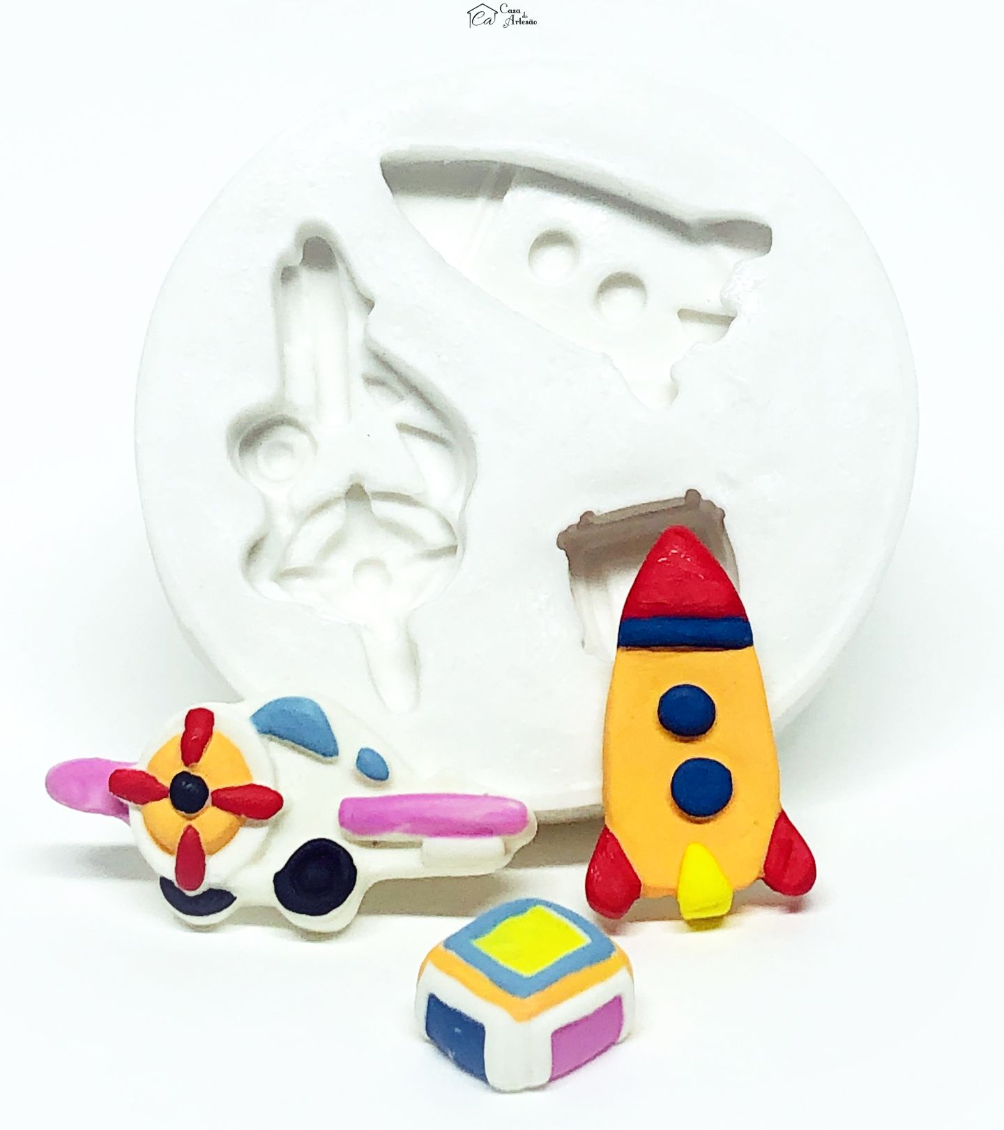 Molde de silicone - Infantil - Foguete, Avião, Dado - P770