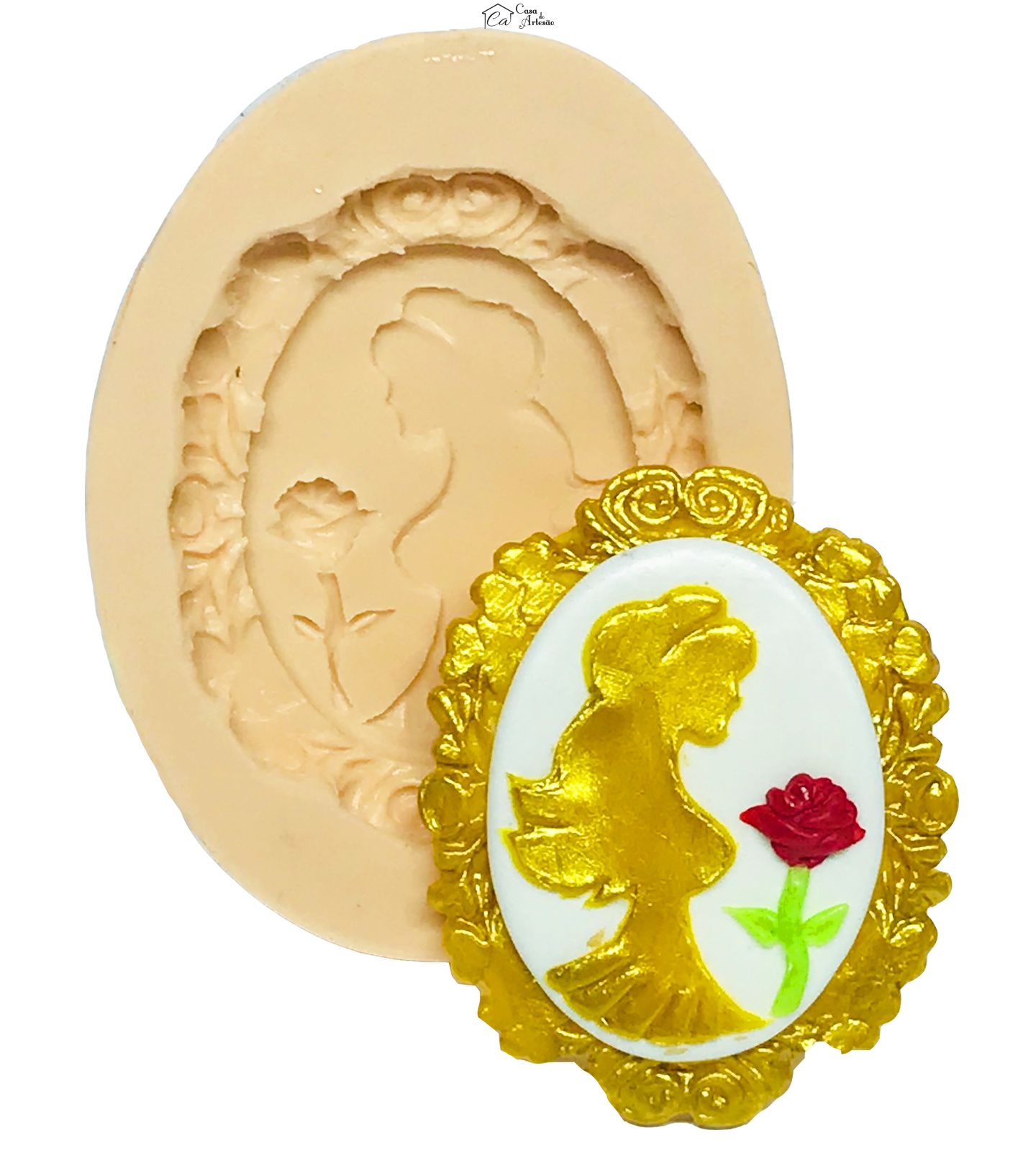 Molde de silicone - A Bela e a Fera - Espelho - Pequeno - P561