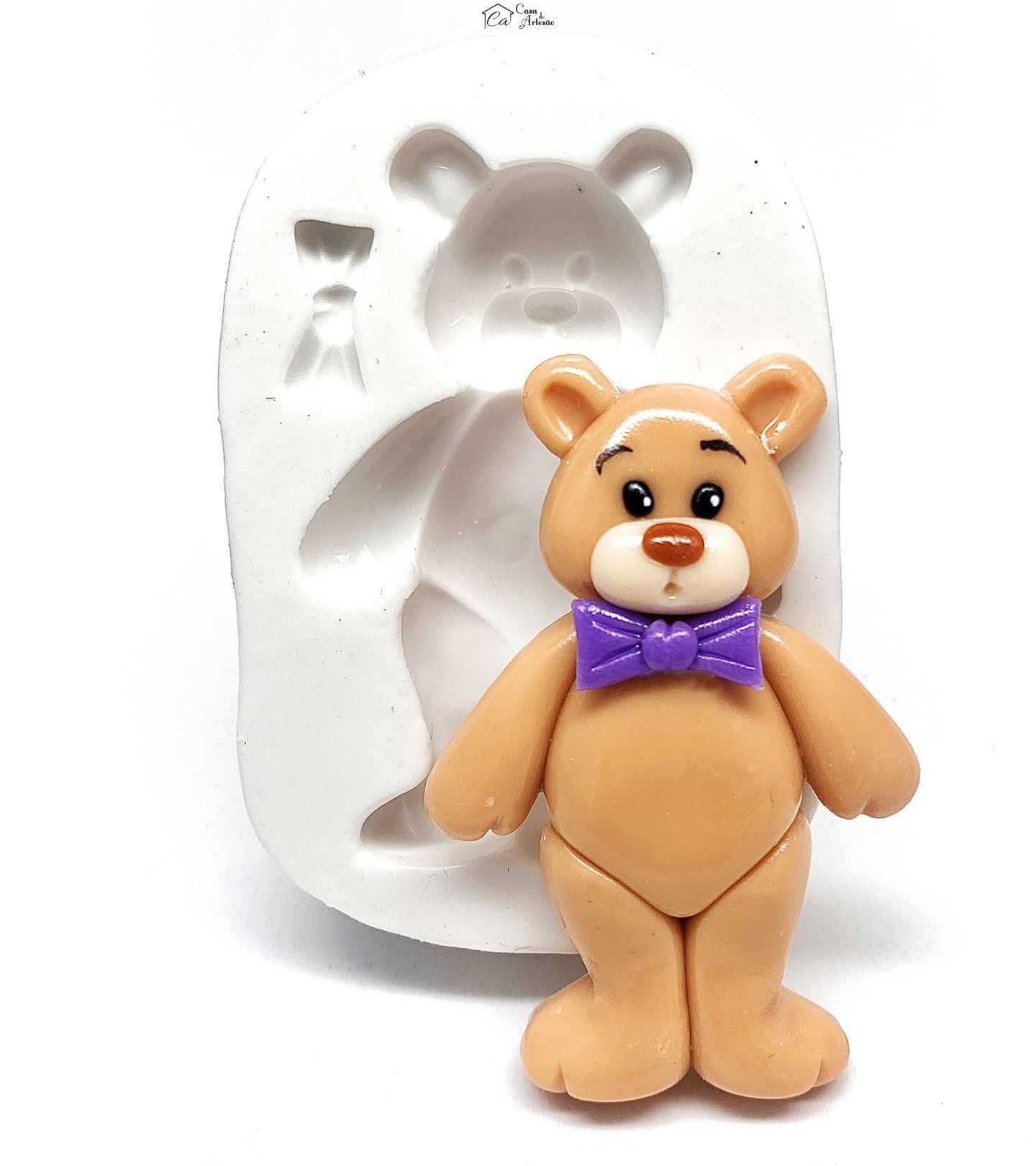 Molde de silicone - Urso com Laço I - Grande - P1193