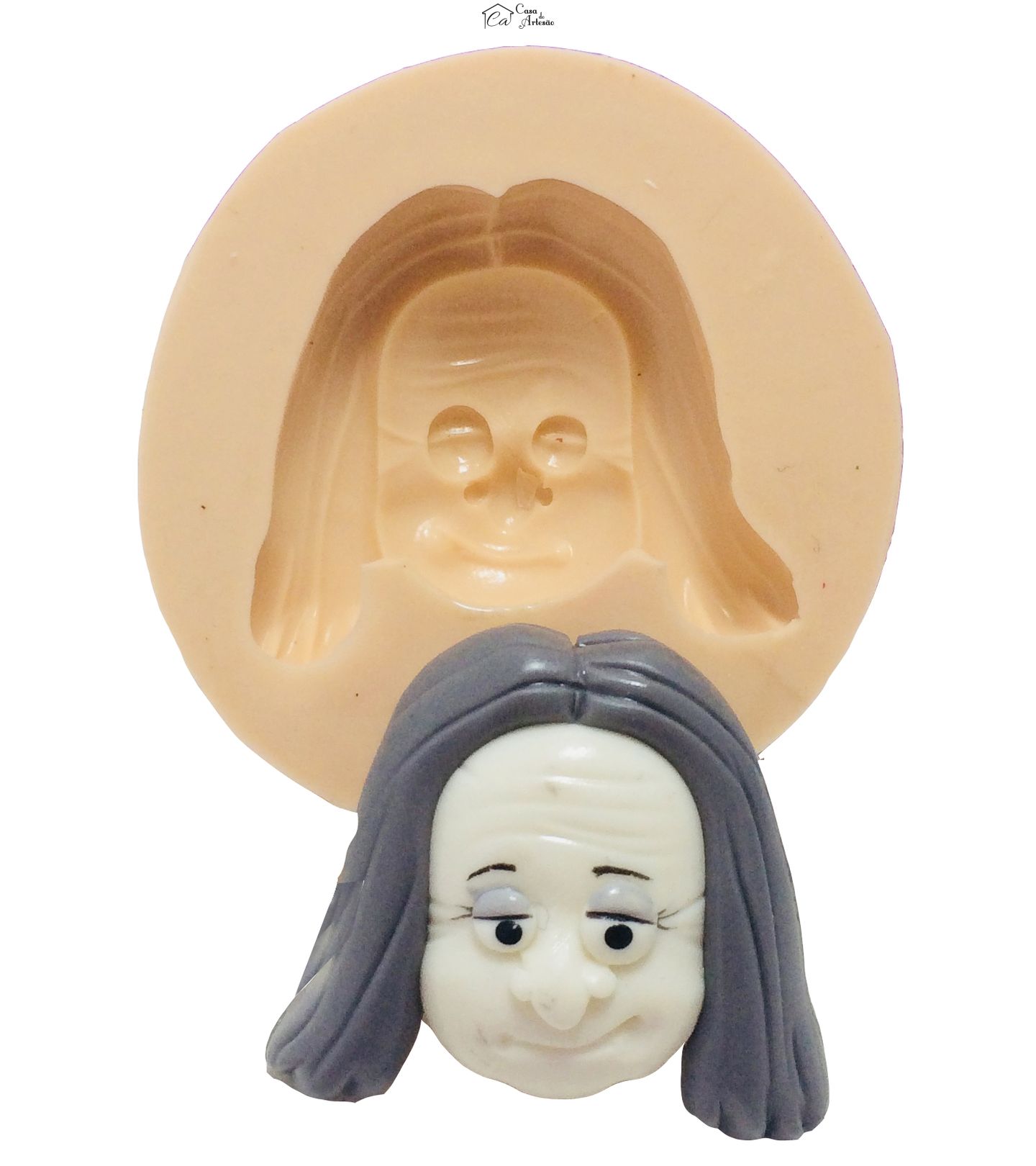 Molde de silicone - Familia Addams - Rosto Vovó Addams - Medio - P401