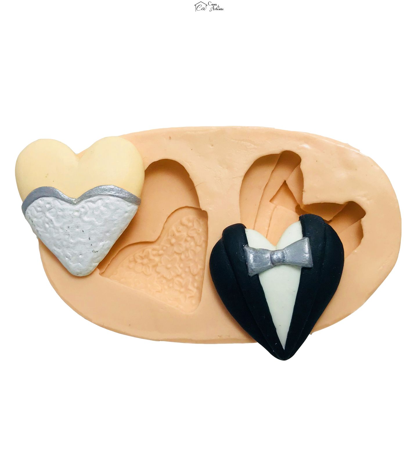 Molde de silicone - Coração - Busto Noivo e Noiva