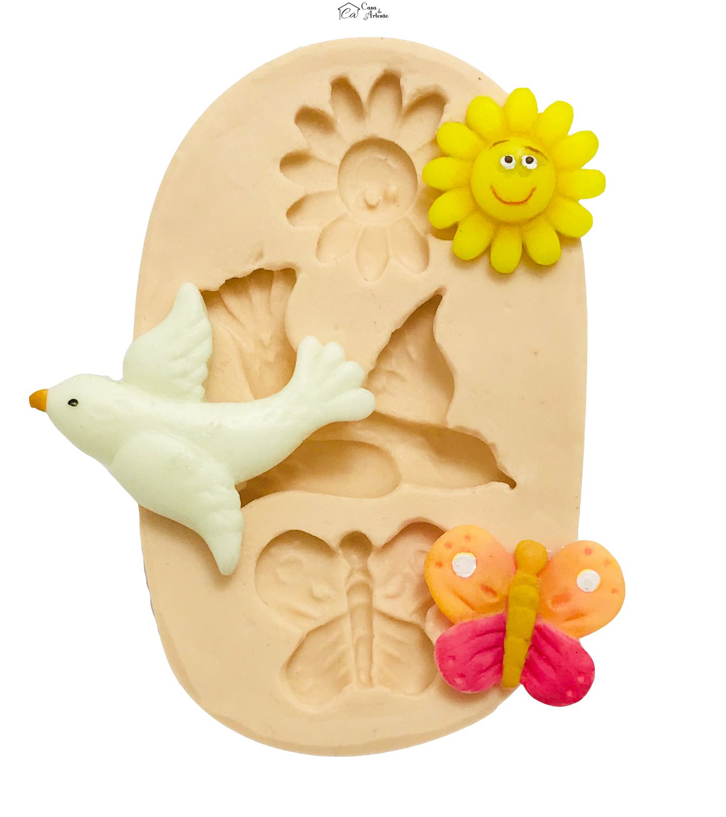 Molde de silicone - Borboleta, Pombinha, Margarida Mini