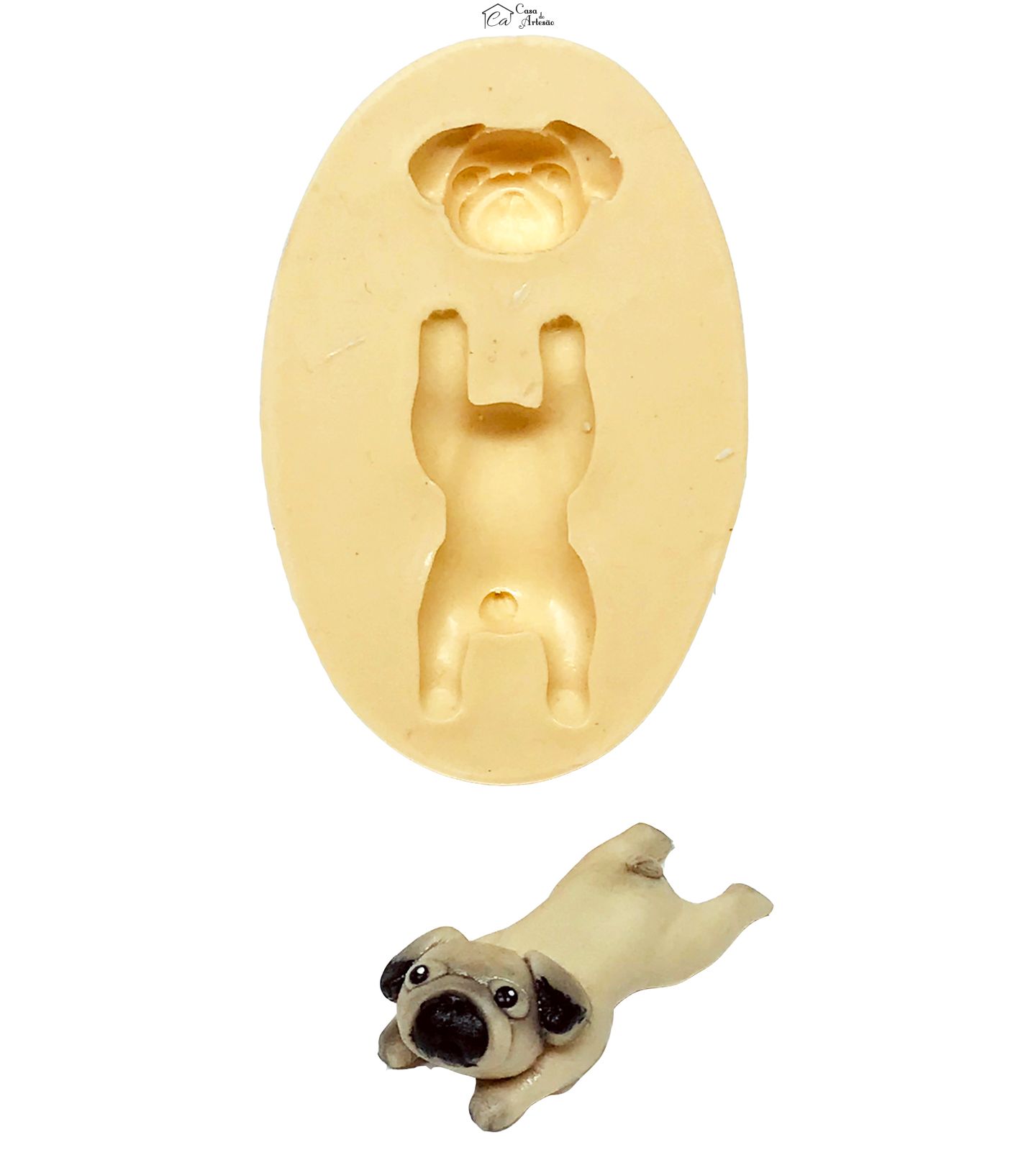Molde de silicone - Cachorro - Pug - Pequeno - P621