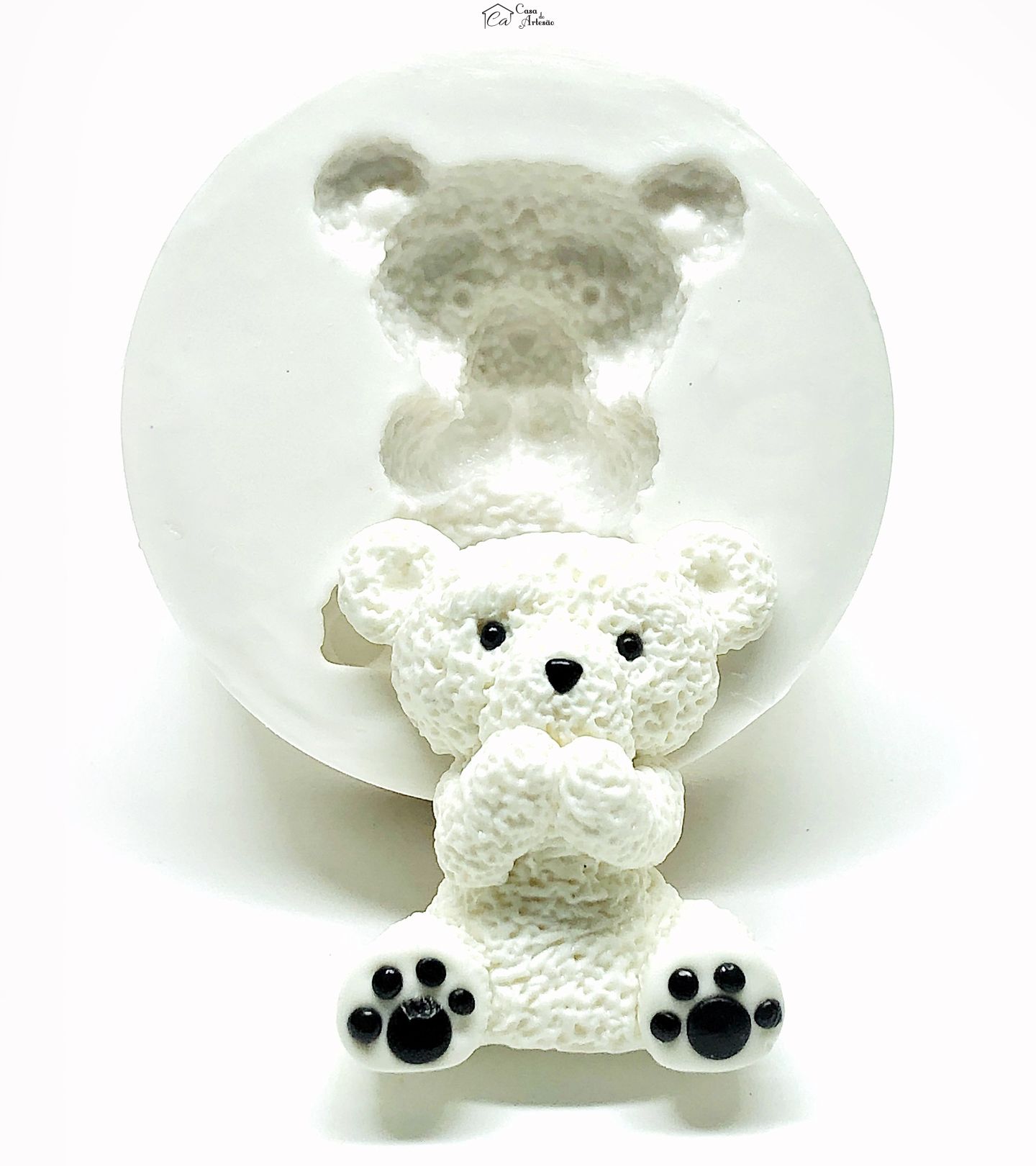 Molde de silicone - Urso com mãos na boca - P EXT