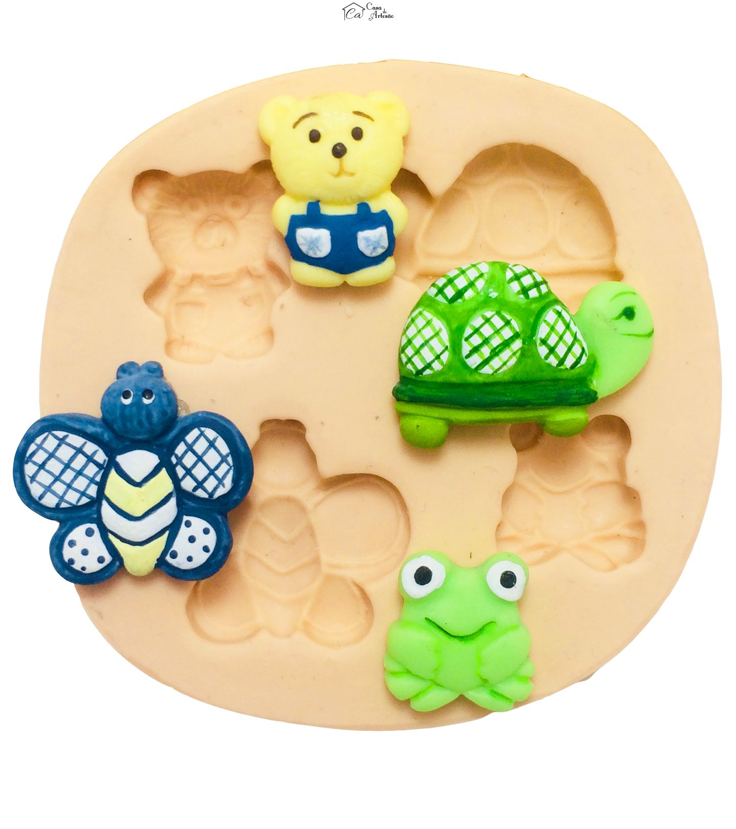 Molde de silicone - Urso, Borboleta, Sapo, Tartaruga