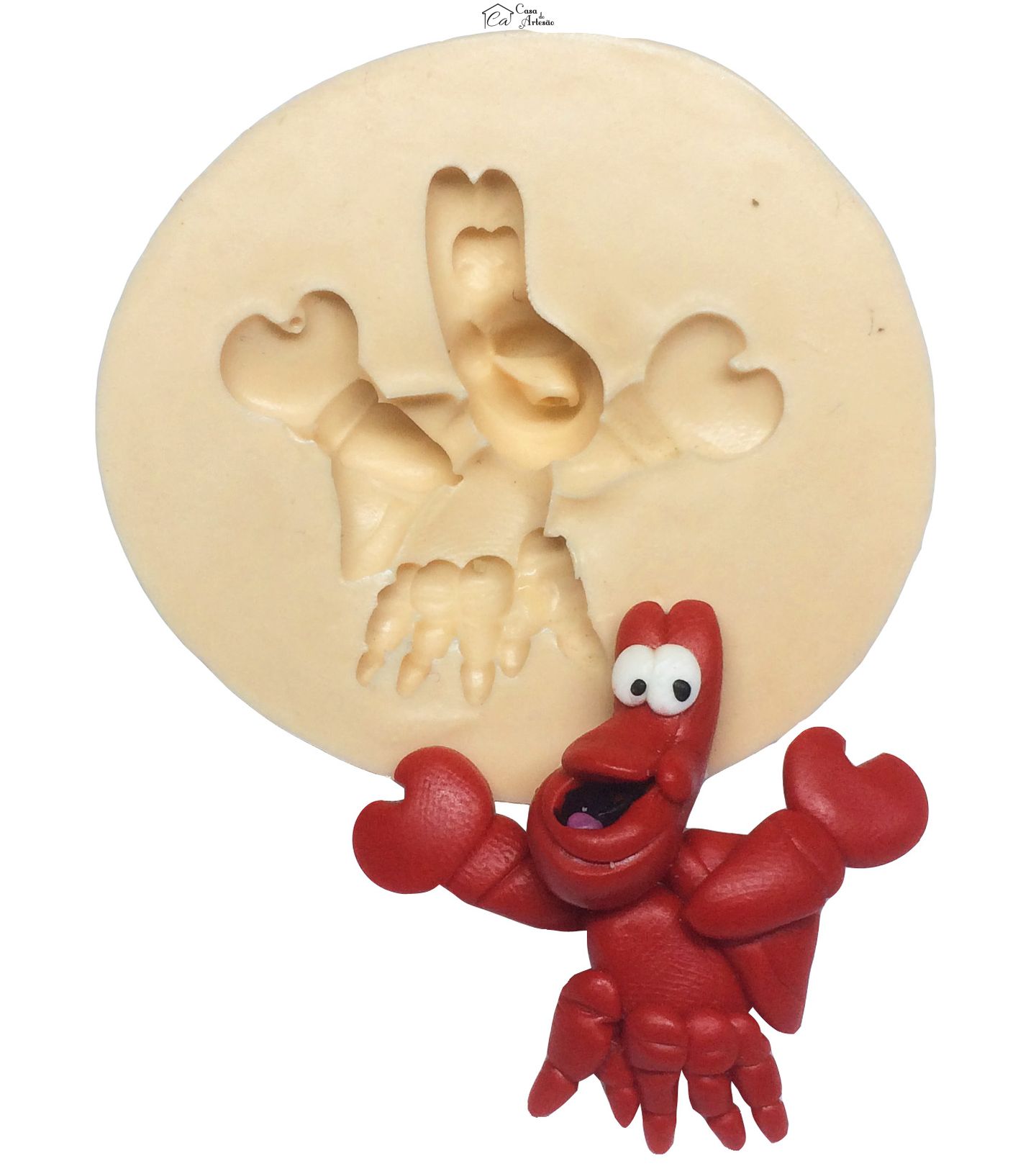 Molde de silicone - A Pequena Sereia - Sebastian - Caranguejo - Pq - P252