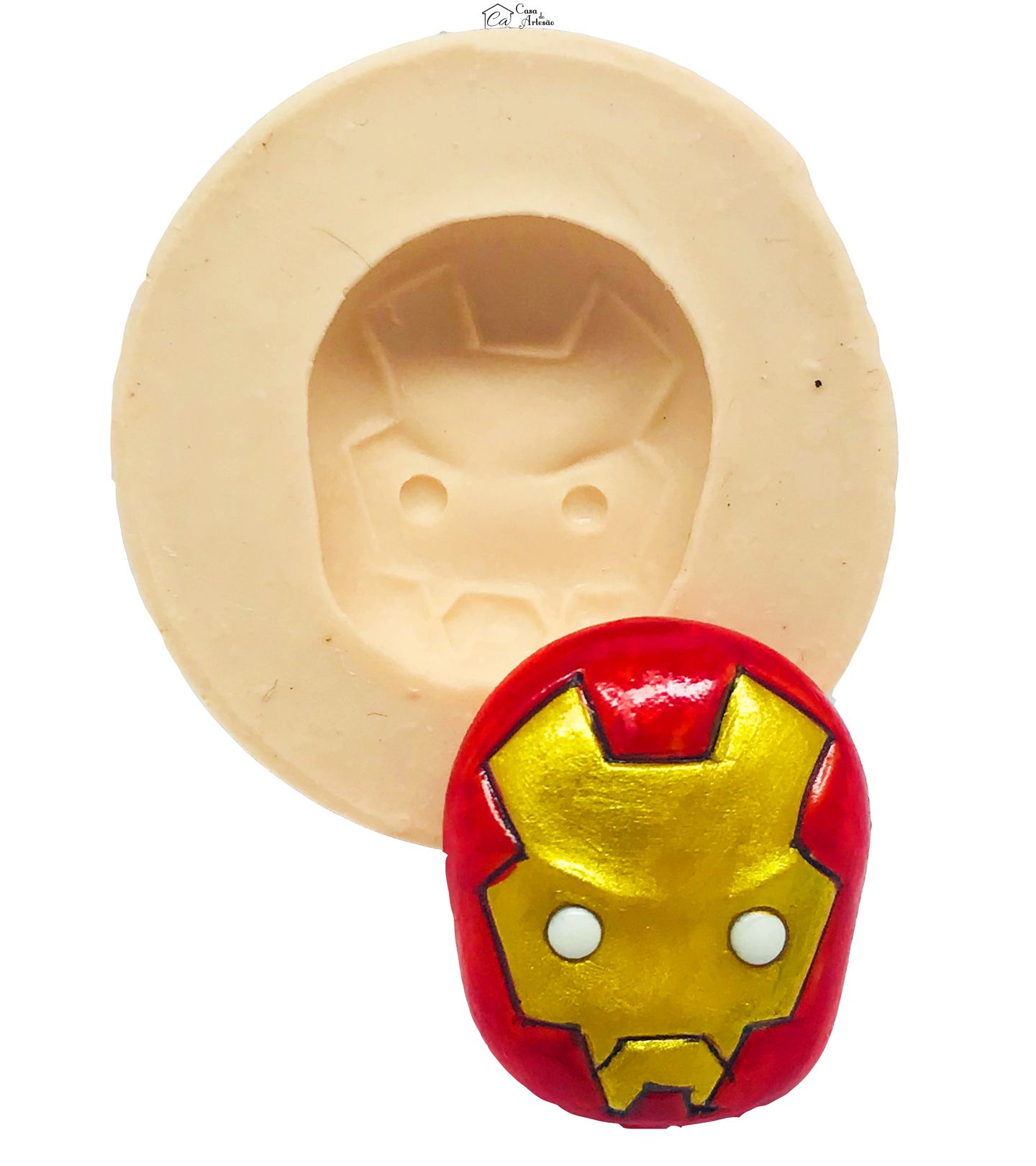 Molde de silicone - Os Vingadores - Fofinhos - Mascara Homem de Ferro - Medio - P480