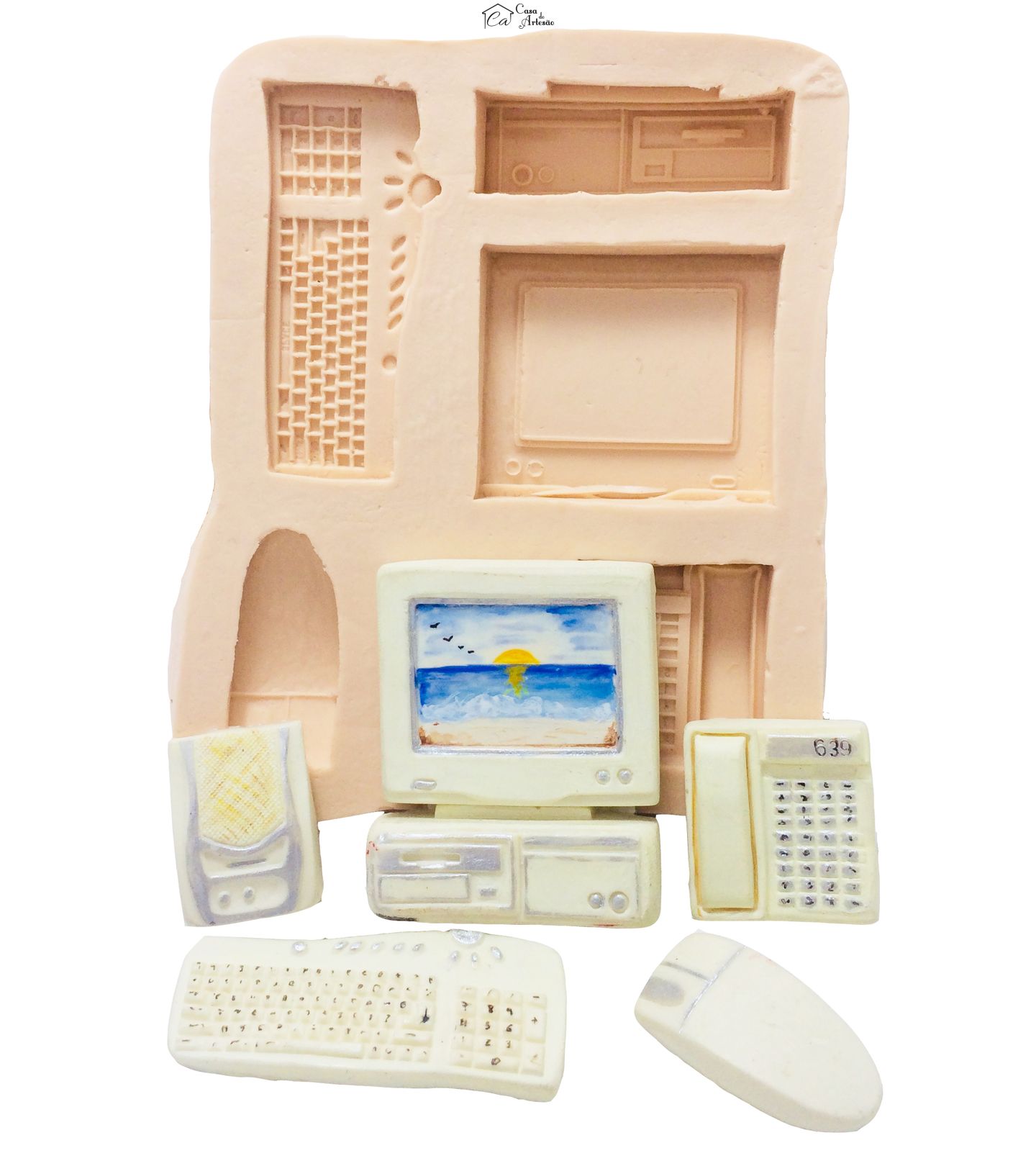 Molde de silicone - Computador, Teclado, Mouse, Telefone,Som - P26