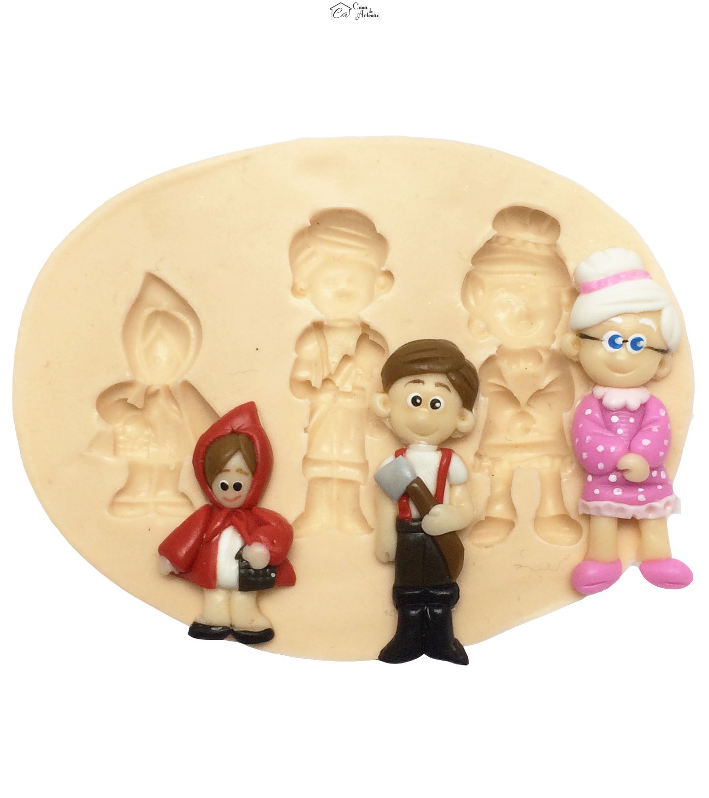 Molde de silicone - Chapeuzinho Vermelho - Chapeuzinho, Vovo e Caçador PP - P319